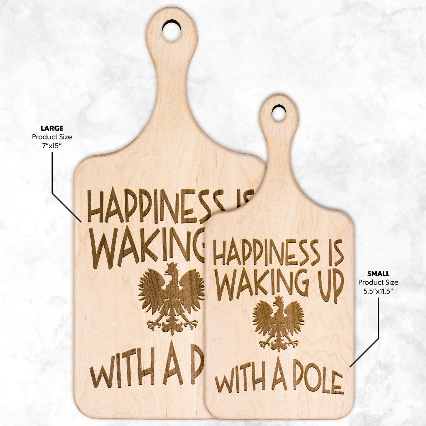 Polish Happiness Hardwood Paddle Cutting Board