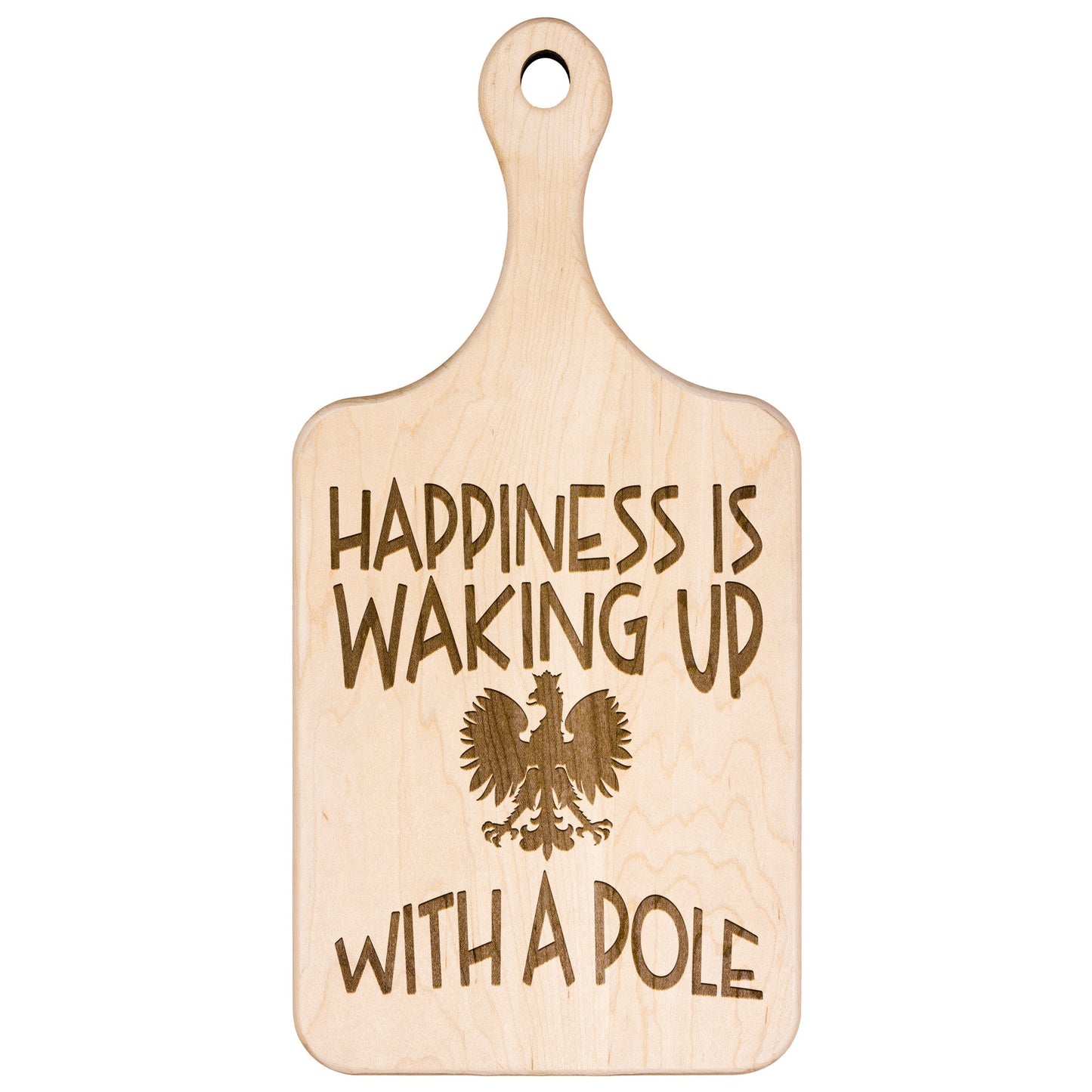 Polish Happiness Hardwood Paddle Cutting Board