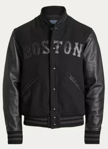 Polo Ralph Lauren Boston Red Sox MLB Black Ltd Ed Leather Baseball Bomber Jacket