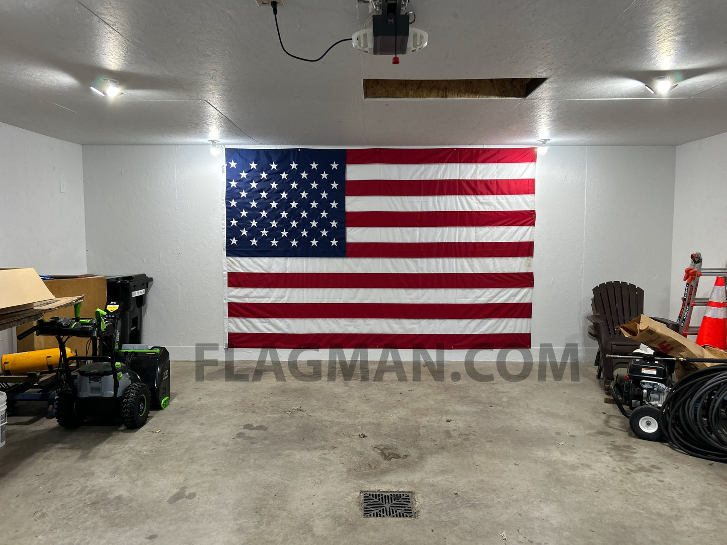 Polyester American Flag with Grommets Along Edges for Wall Hanging - Indoor or Outdoor *Made in USA*