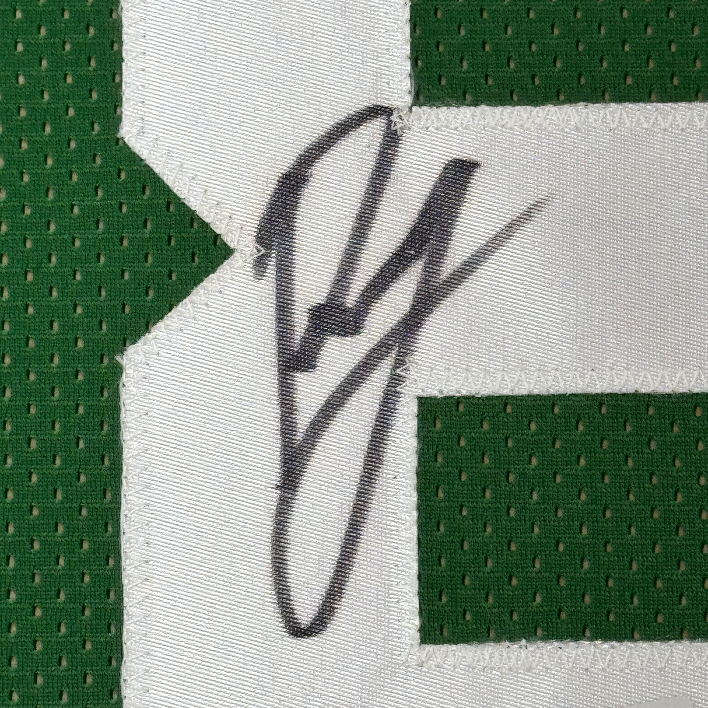 Framed Autographed/Signed Kristaps Porzingis 35x39 Boston Green Basketball Jersey JSA COA