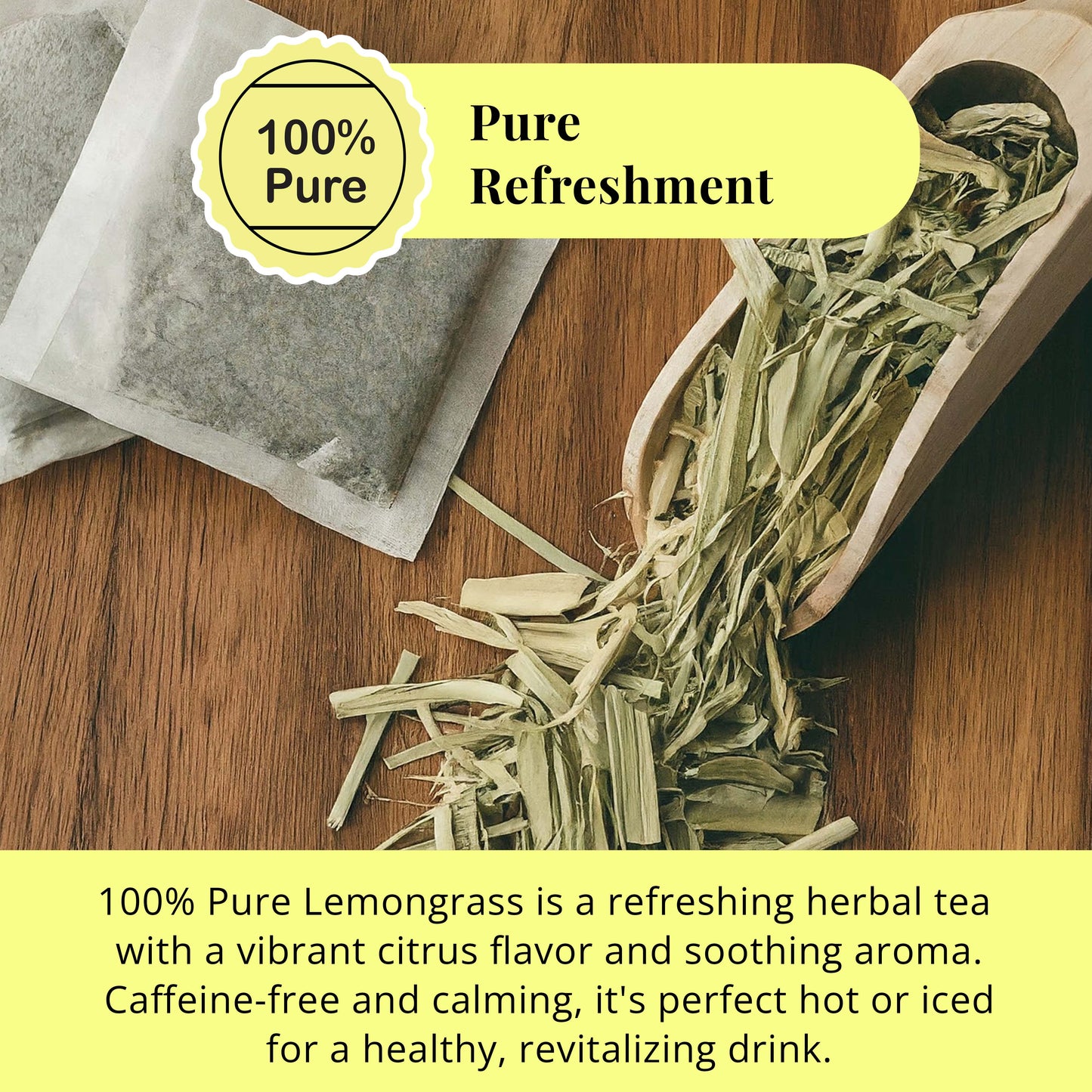 Akshit Lemongrass Tea | 75 Tea Bags from 100% Pure Lemongrass Leaves - Relaxing Tea, Brew Hot or Iced Tea | NON-GMO, Caffeine-Free.