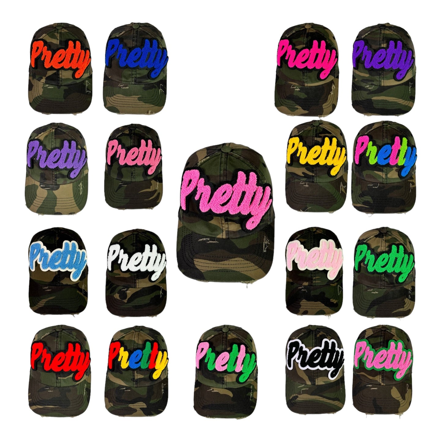 Pretty Dad Hat Camouflage Distressed Adjustable Unisex