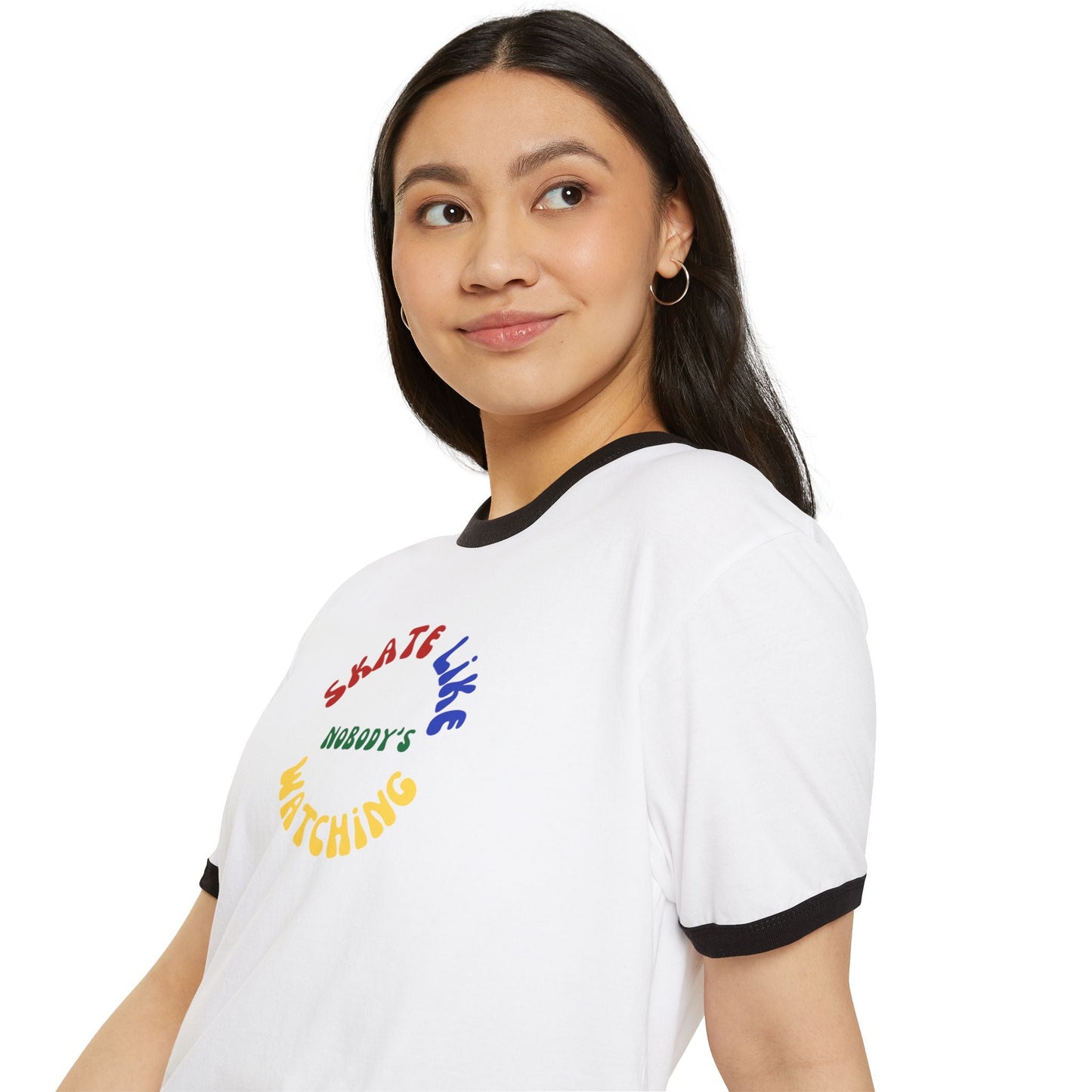Primary Skate Like Nobody's Watching Unisex Cotton Ringer T-Shirt