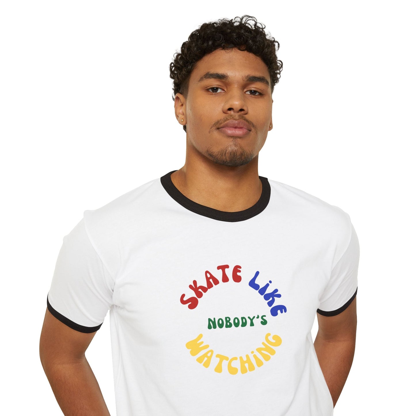 Primary Skate Like Nobody's Watching Unisex Cotton Ringer T-Shirt