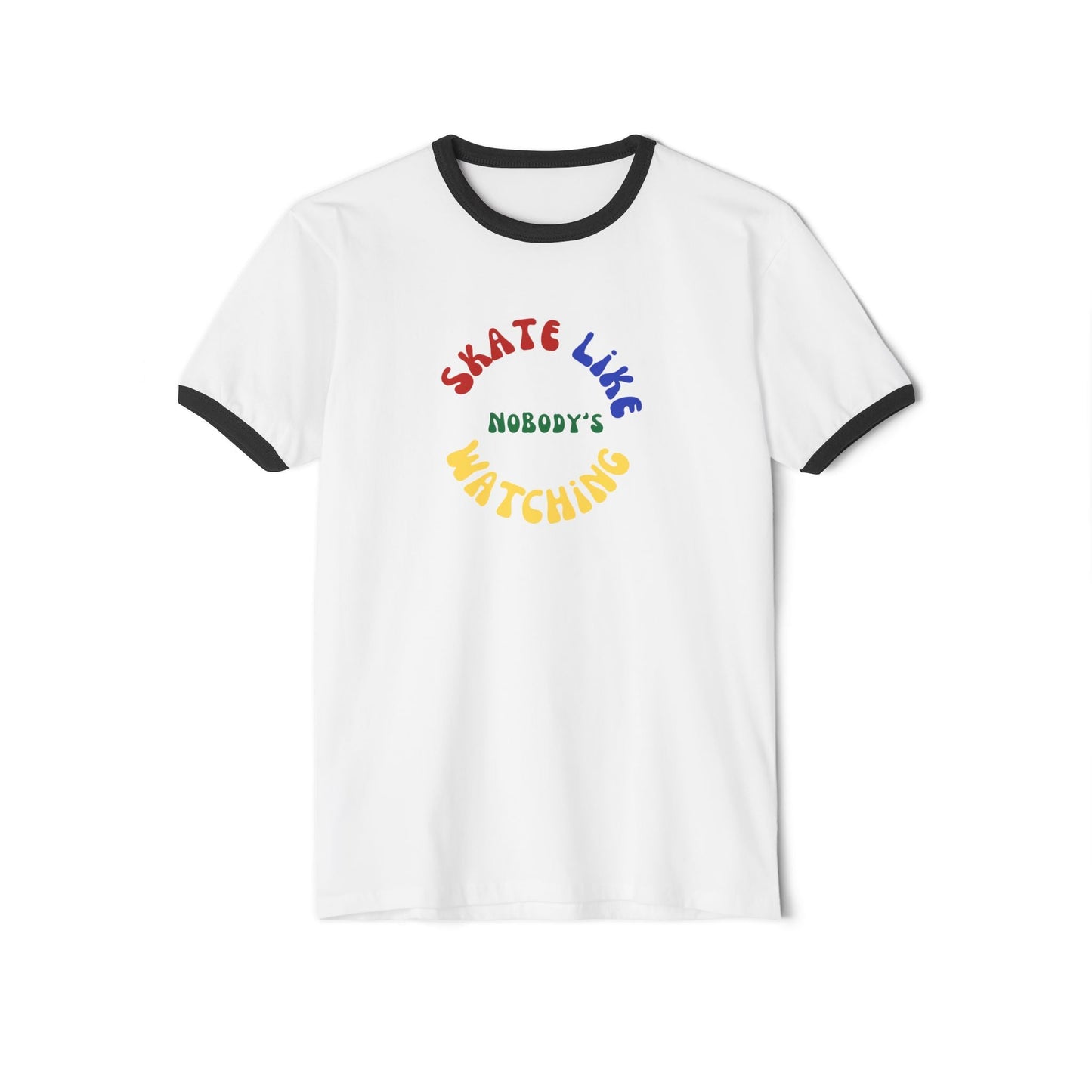 Primary Skate Like Nobody's Watching Unisex Cotton Ringer T-Shirt