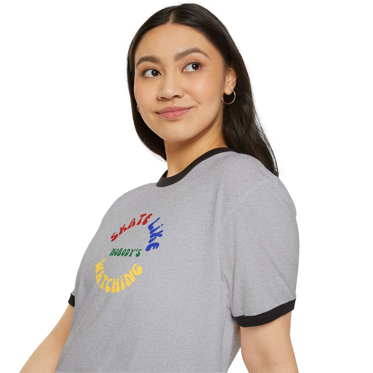 Primary Skate Like Nobody's Watching Unisex Cotton Ringer T-Shirt