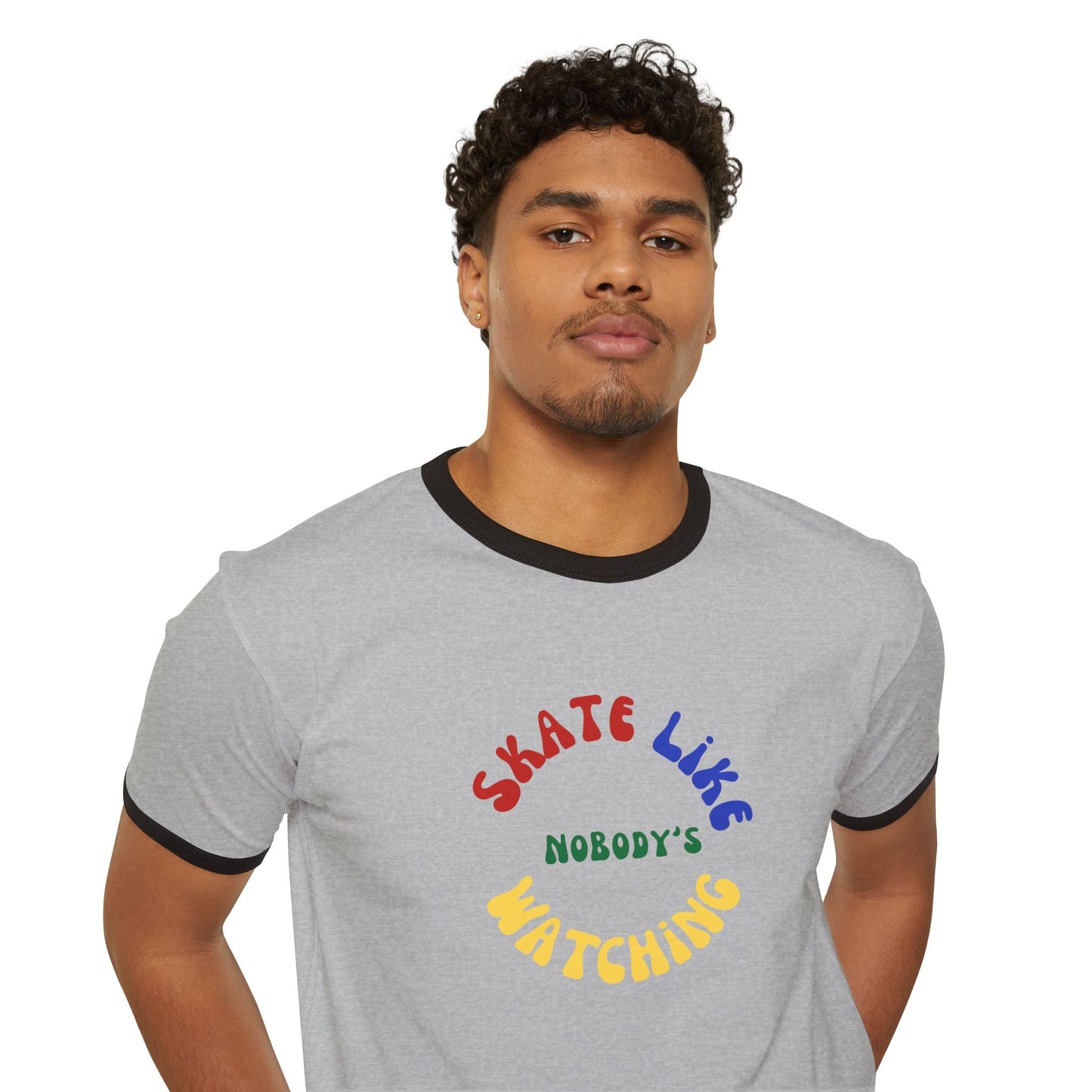Primary Skate Like Nobody's Watching Unisex Cotton Ringer T-Shirt