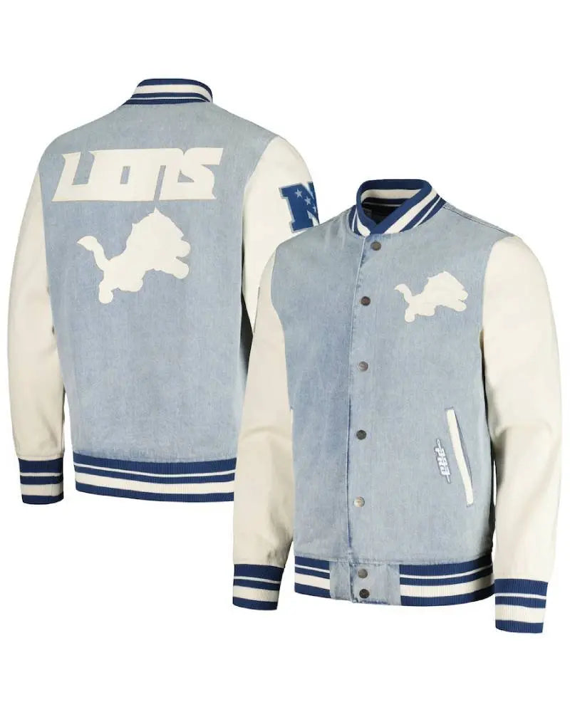 Pro Standard Denim Detroit Lions Varsity Blues Jacket