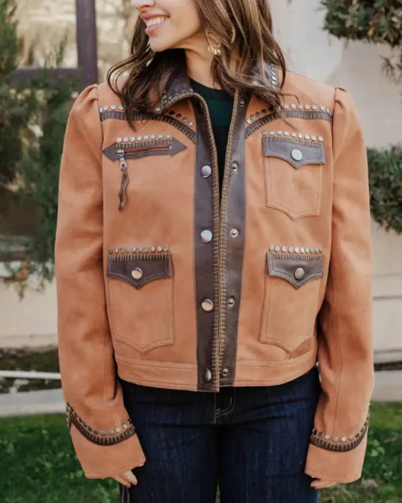 Rodeo Las Vegas Keep Gettin Back Up Suede Leather Jacket