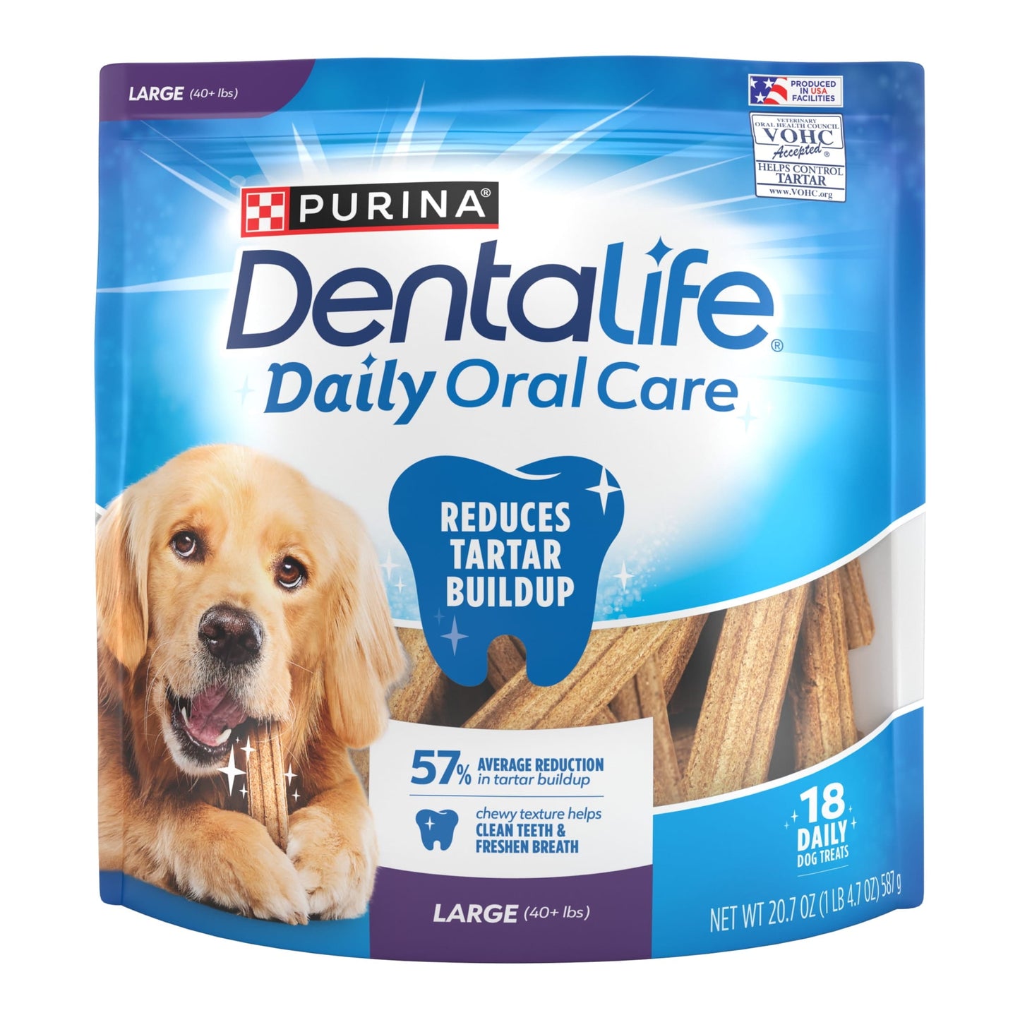 Purina Daily Oral Care Large Dog Treats Dental Chews with Chicken