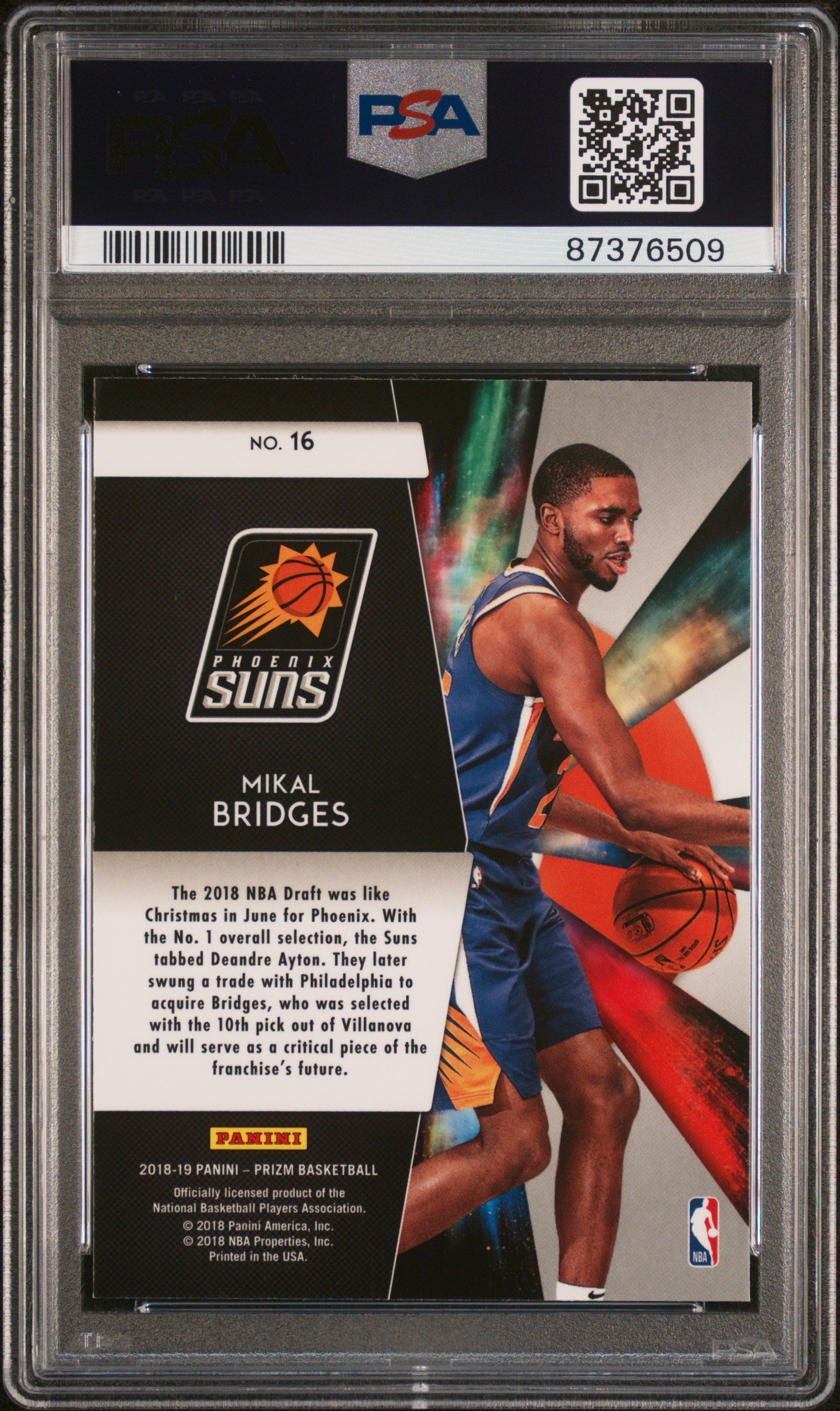 Graded 2018 Panini Prizm Mikal Bridges #16 Freshman Phenoms Rookie RC Basketball Card PSA 10 Gem Mint