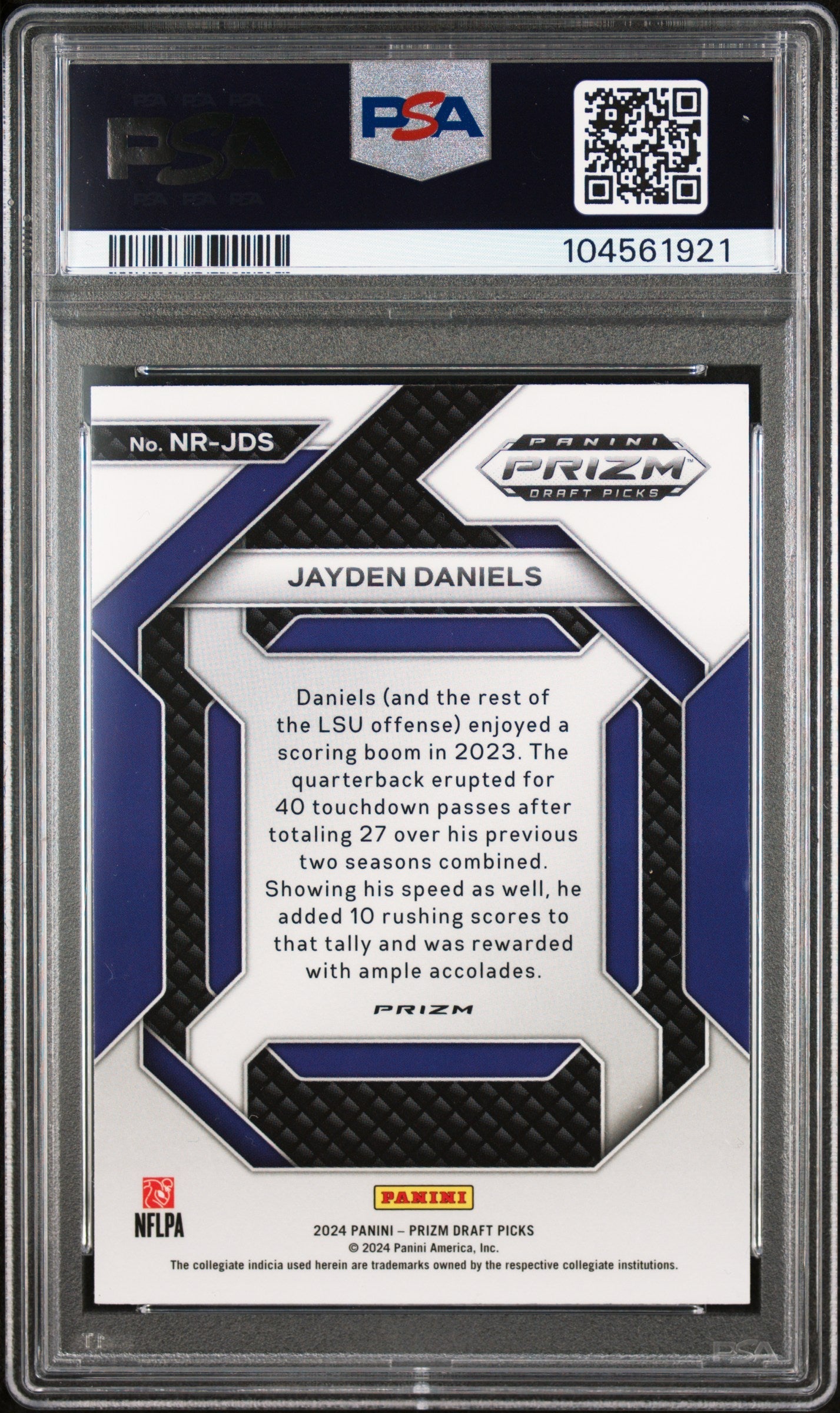 Graded 2024 Panini Prizm Draft Picks Jayden Daniels #NRJDS New Recruits Red Ice Rookie RC Football Card PSA 10 Gem Mint
