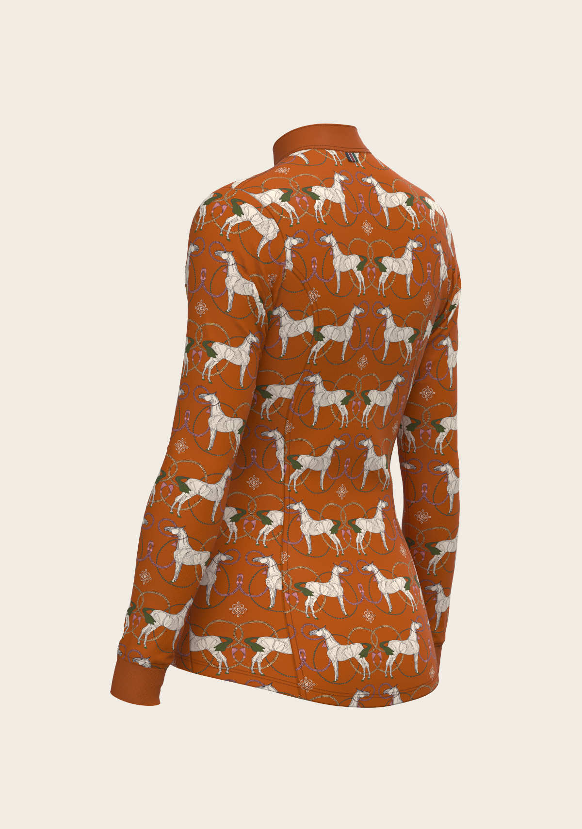 Roped Horses on Tan Quarter Zip Sun Shirt