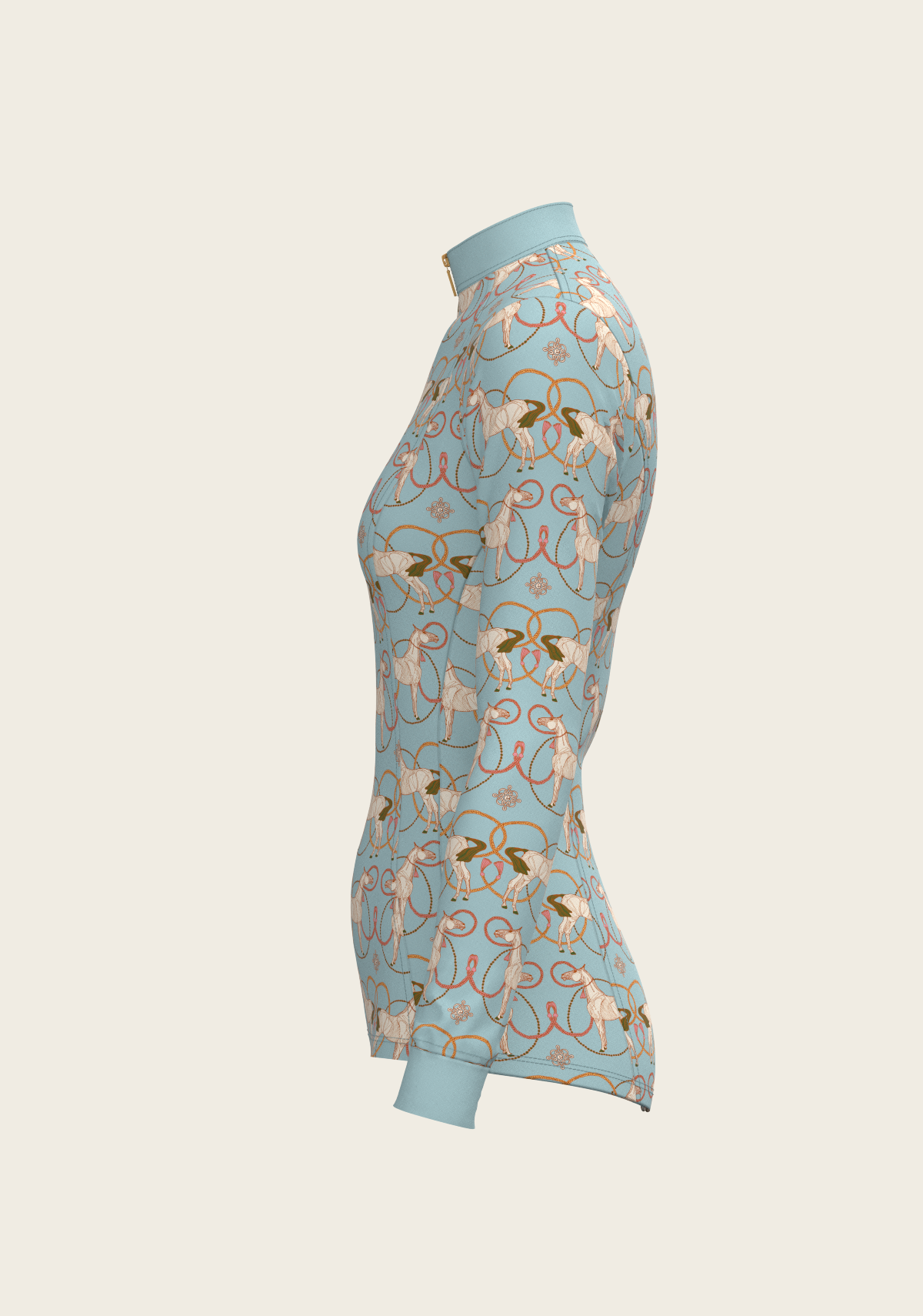 Roped Horses on Sky Blue Quarter Zip Sun Shirt