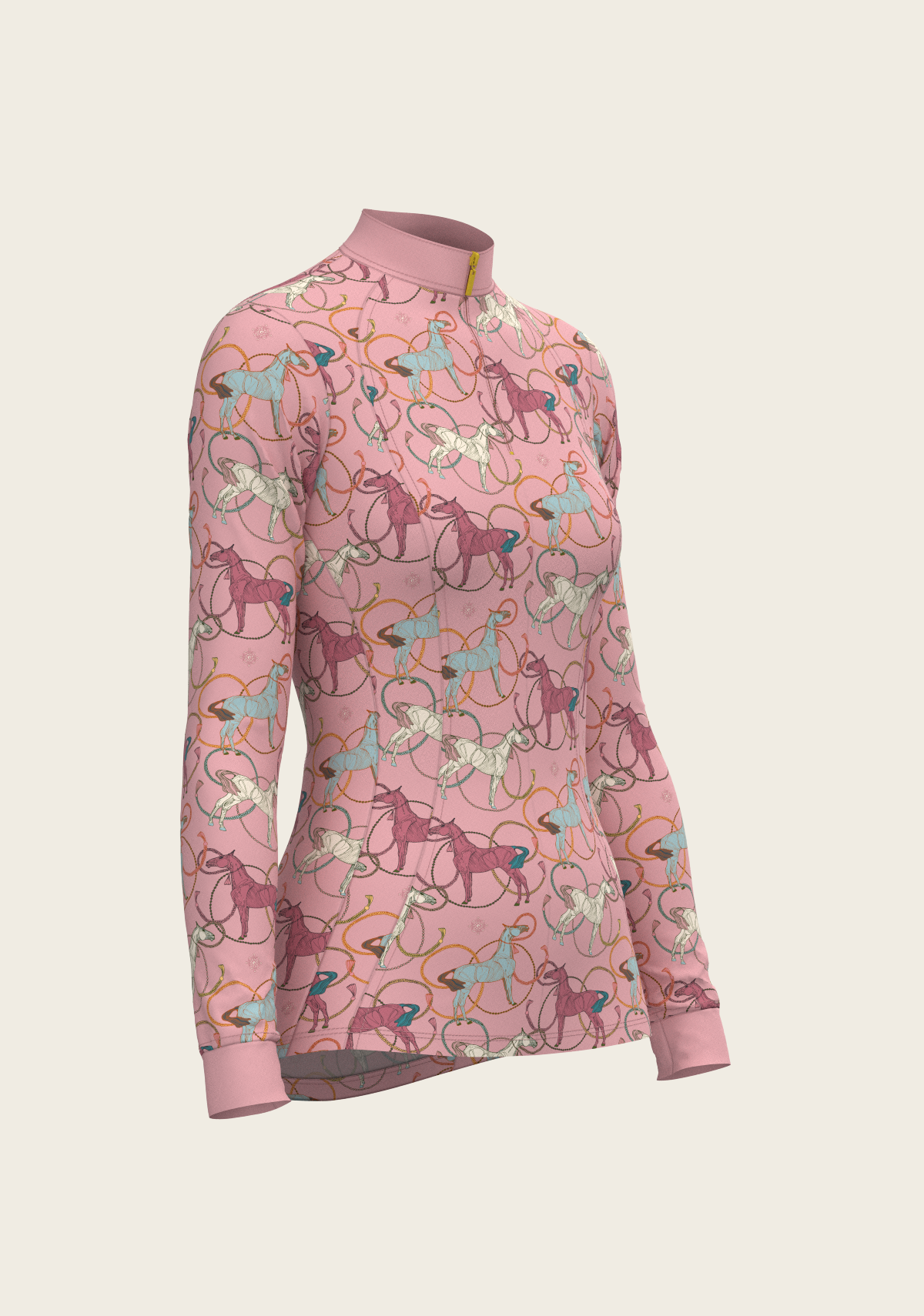Roped Horses on Rose Quarter Zip Sun Shirt