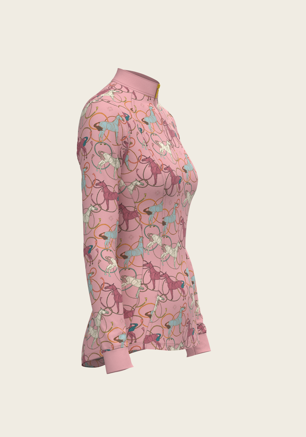 Roped Horses on Rose Quarter Zip Sun Shirt