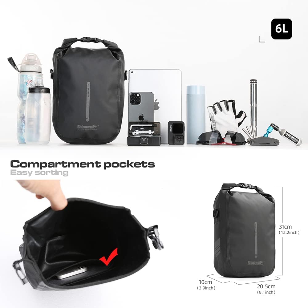Rhinowalk Waterproof Quick Release Fork Bag-RK406 6L,Pannier Bag, Saddle Bag, Shoulder Bag