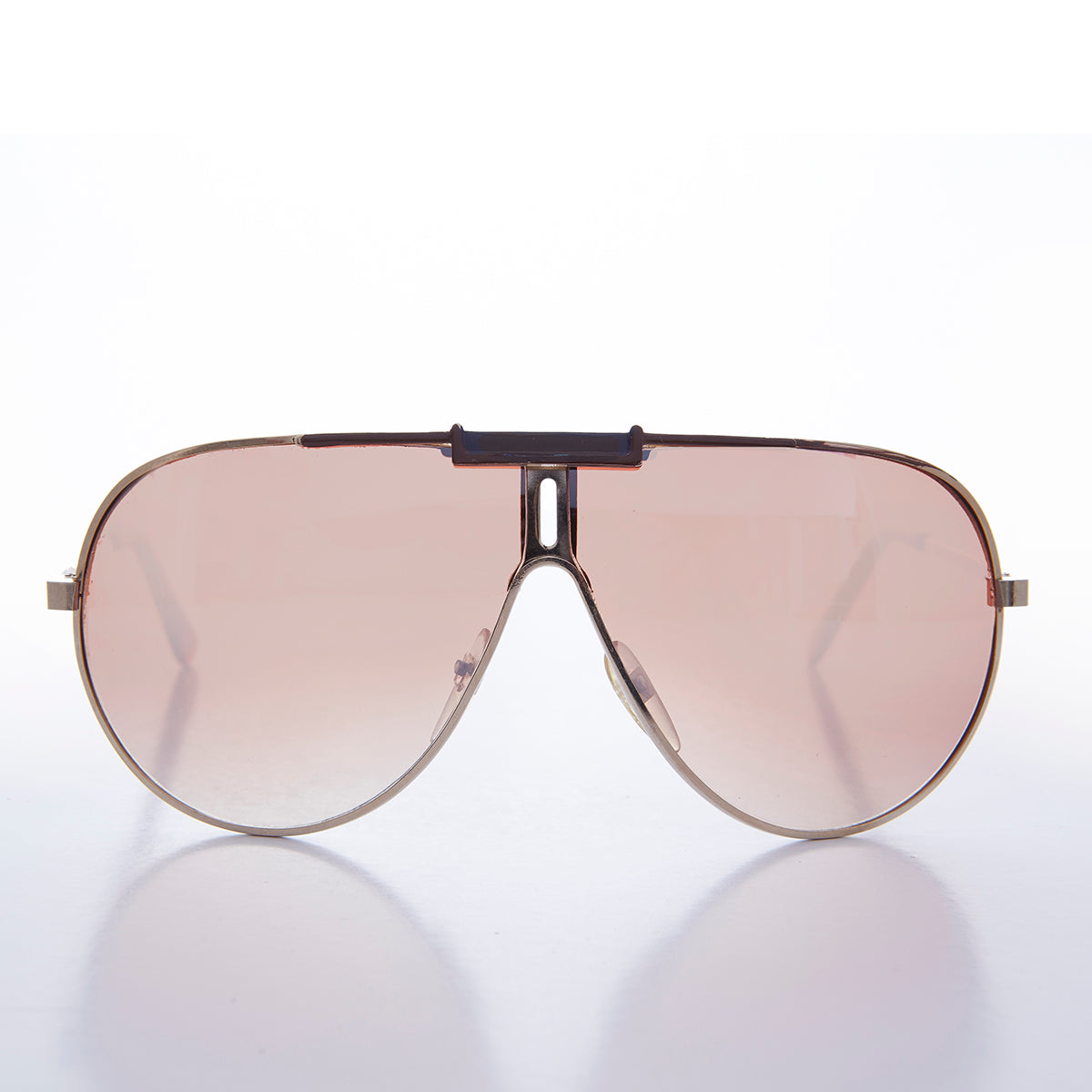 80s Gold Aviator Sunglass With Rose Colored Flash Mirror Lens - Racer
