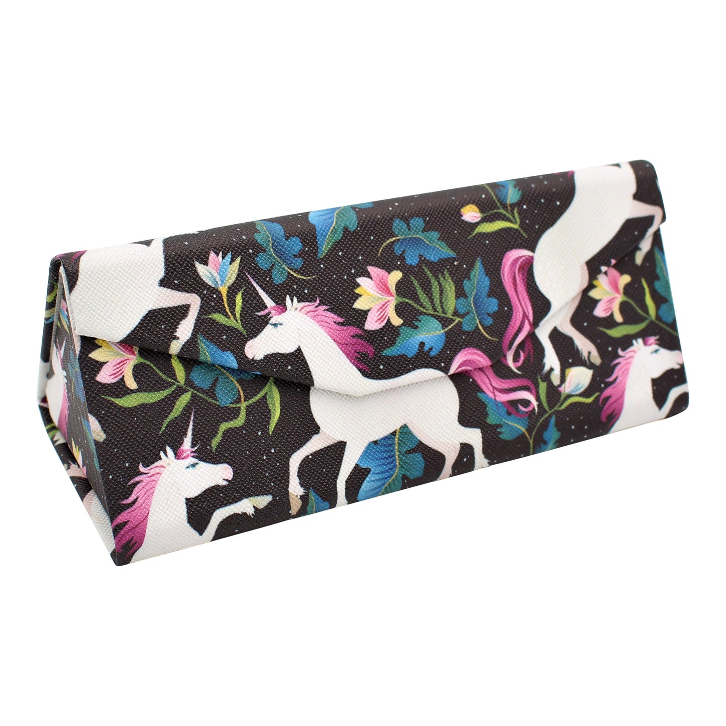 Unicorn Print Glasses Case - Vegan Leather Magic Folding Hardcase