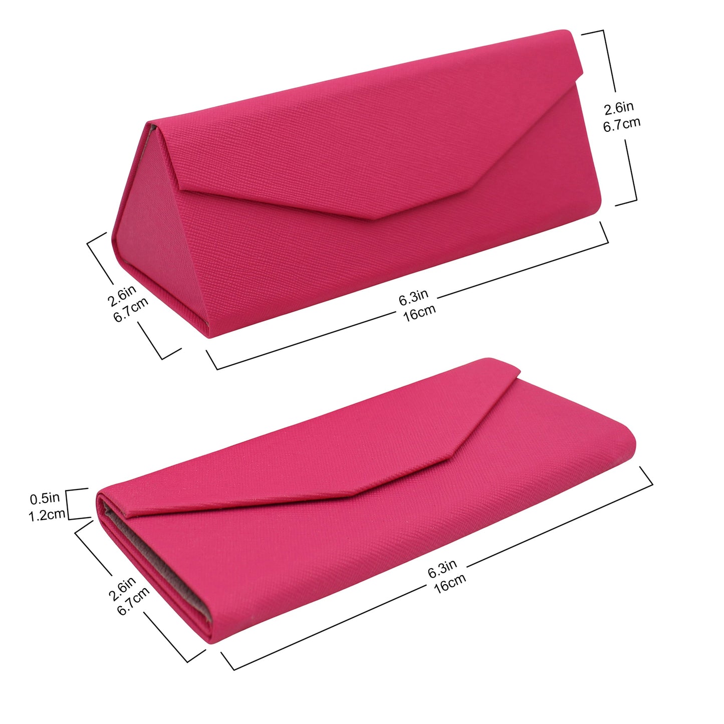 Fuchsia Solid Color Glasses Case - Vegan Leather Magic Folding Hardcase
