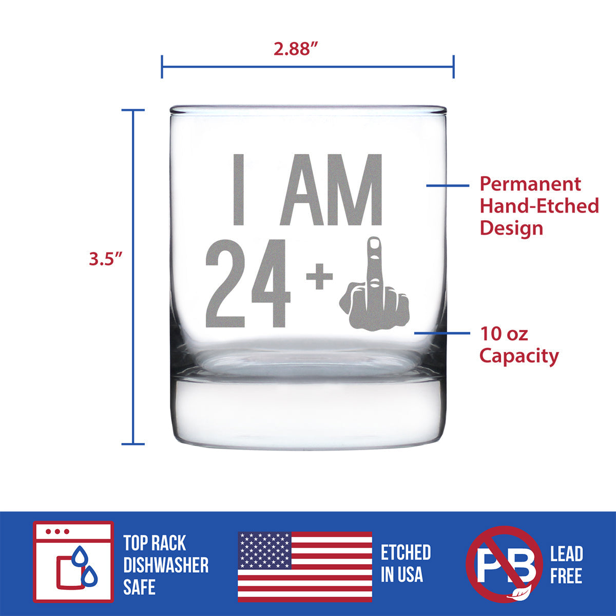 24 + 1 Middle Finger - 10 Ounce Rocks Glass