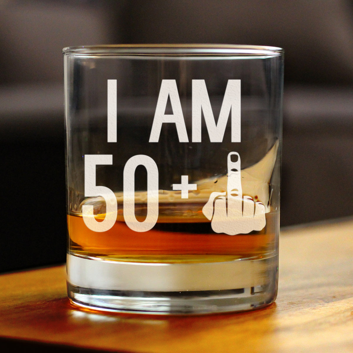 50 + 1 Middle Finger - Funny 51st Birthday Whiskey Rocks Glass Gifts for Men & Women Turning 51 - Fun Whisky Drinking Tumbler