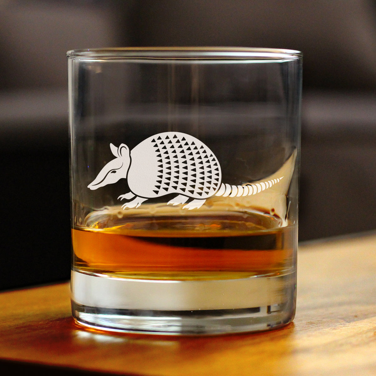 Armadillo Engraved Rocks Glass Texas Gifts and Souvenirs Weighted Whiskey Glasses - 10.25 oz