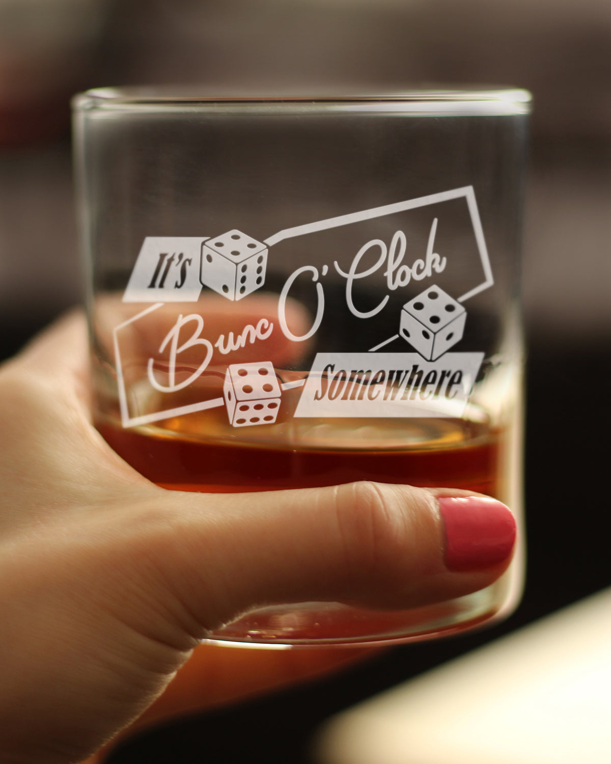 BuncO 'Clock Somewhere Rocks Glass - Bunco Decor and Bunco Gifts for Women - 10.25 Oz Glasses