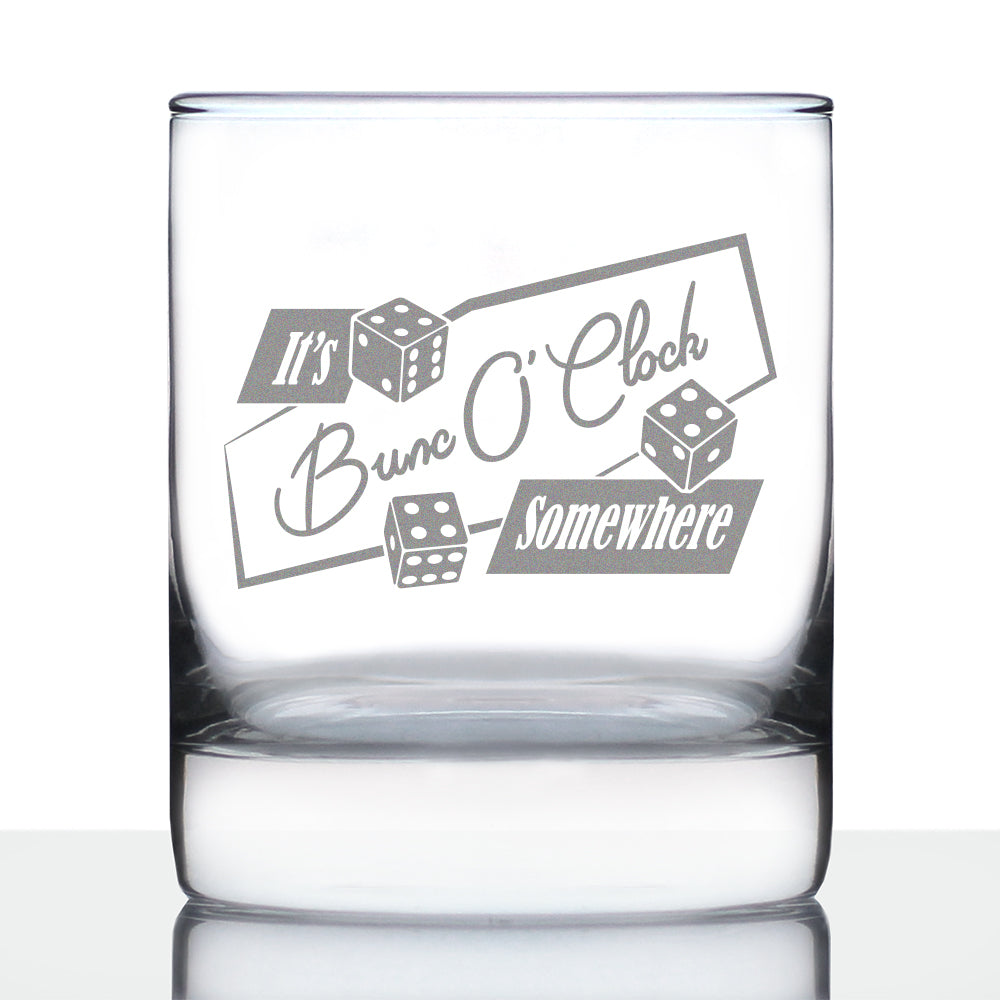 BuncO 'Clock Somewhere Rocks Glass - Bunco Decor and Bunco Gifts for Women - 10.25 Oz Glasses