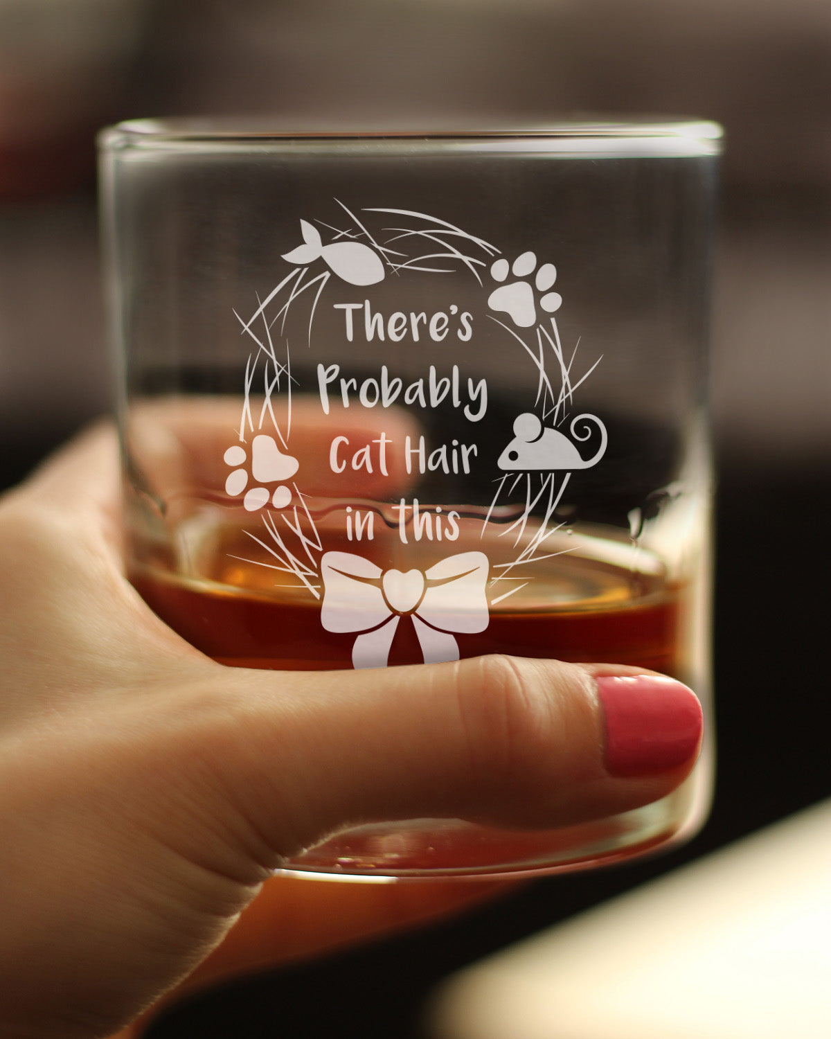Probably Cat Hair In This - Whiskey Rocks Glass - Funny Cat Gifts for Women & Men - 10.25 oz Glasses