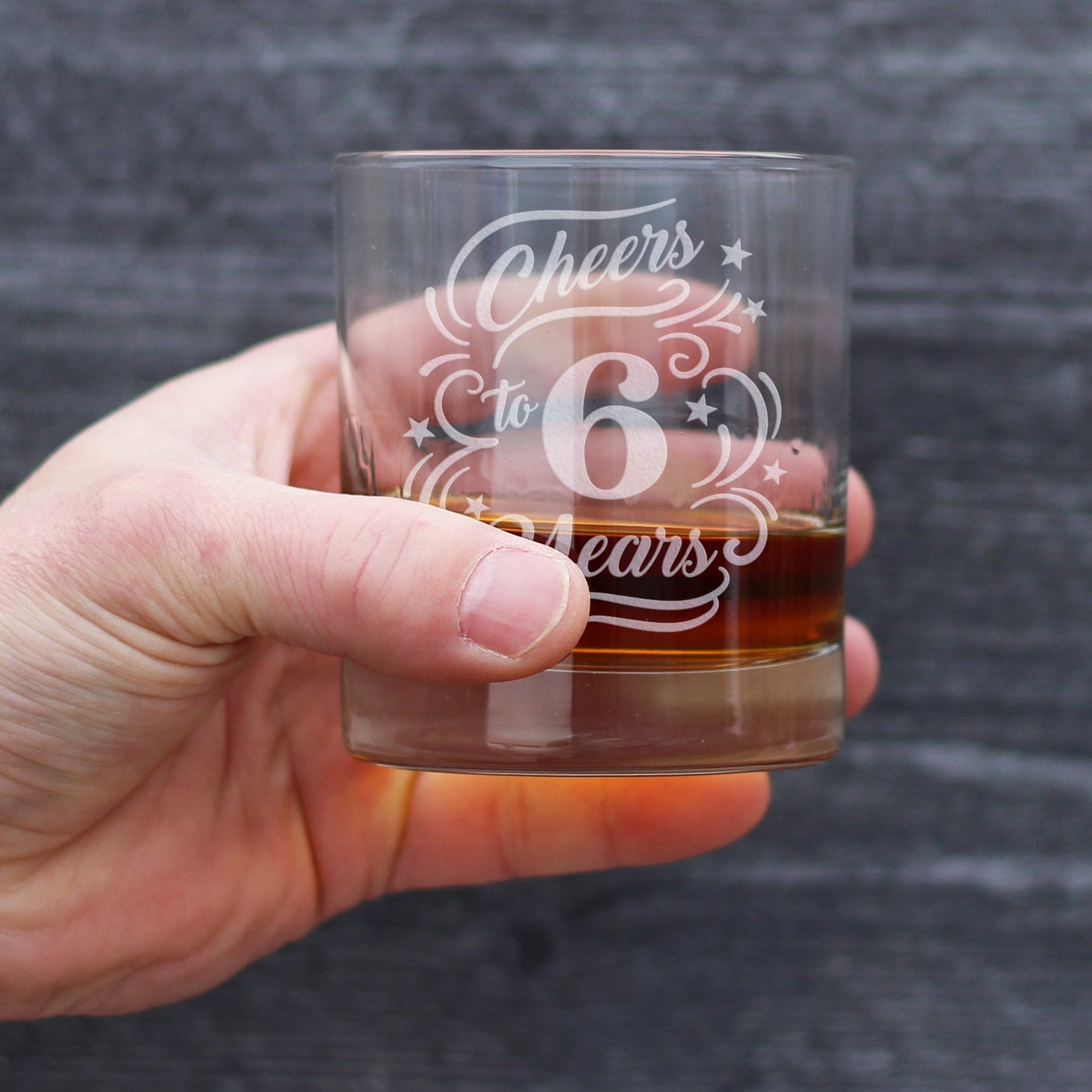 Cheers to 6 Years - Whiskey Rocks Glass Gifts for Women & Men - 6th Anniversary Party Decor - 10.25 Oz Glasses