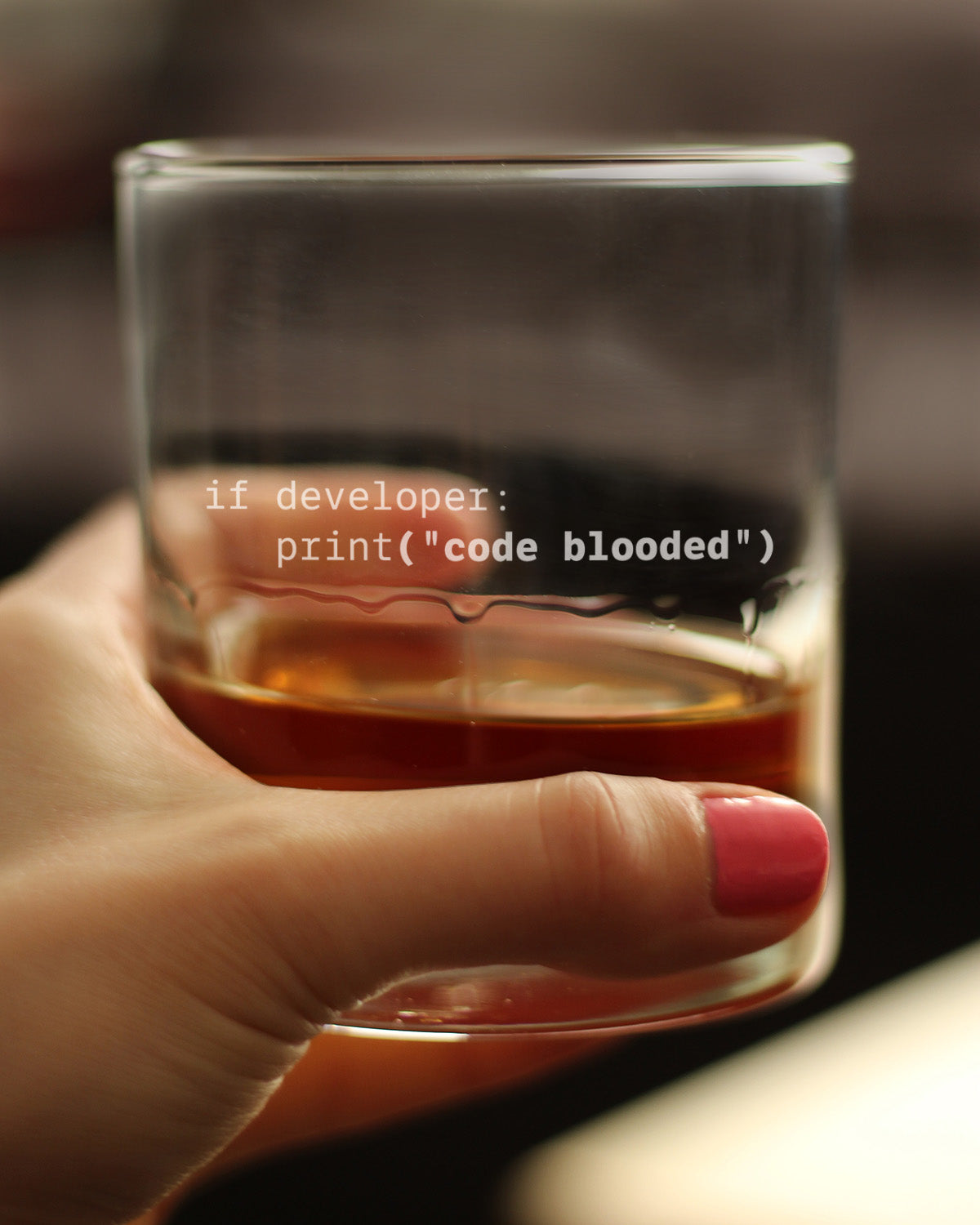 Code Blooded Engraved Rocks Glass Gifts for Programmer, Coder & Computer Geeks Weighted Whiskey Glasses - 10.25 oz