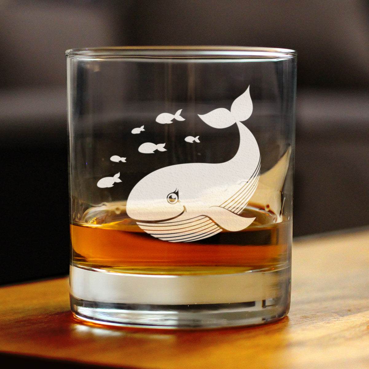 Cute Whale Rocks Glass - Beach Themed Decor and Gifts for Whale Lovers - 10.25 Oz Glasses