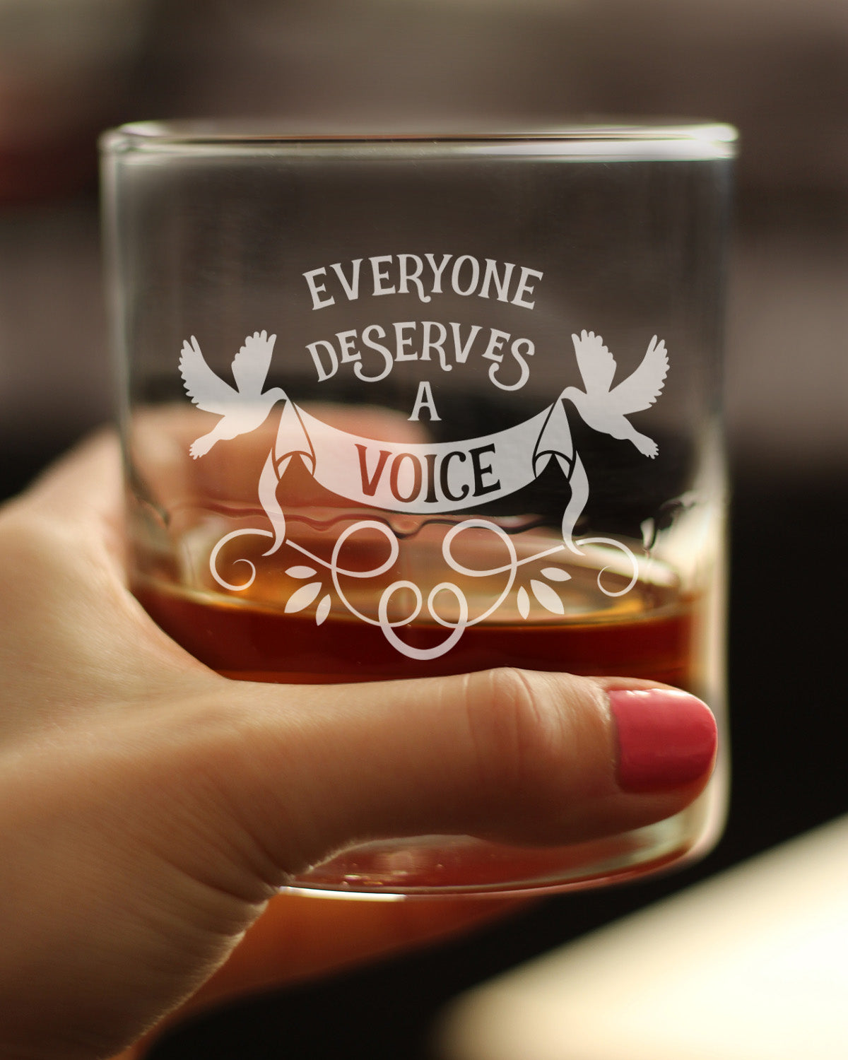 Everyone Deserves A Voice Engraved Rocks Glass Cute Thank You Gifts for SLP Weighted Whiskey Glasses - 10.25 oz