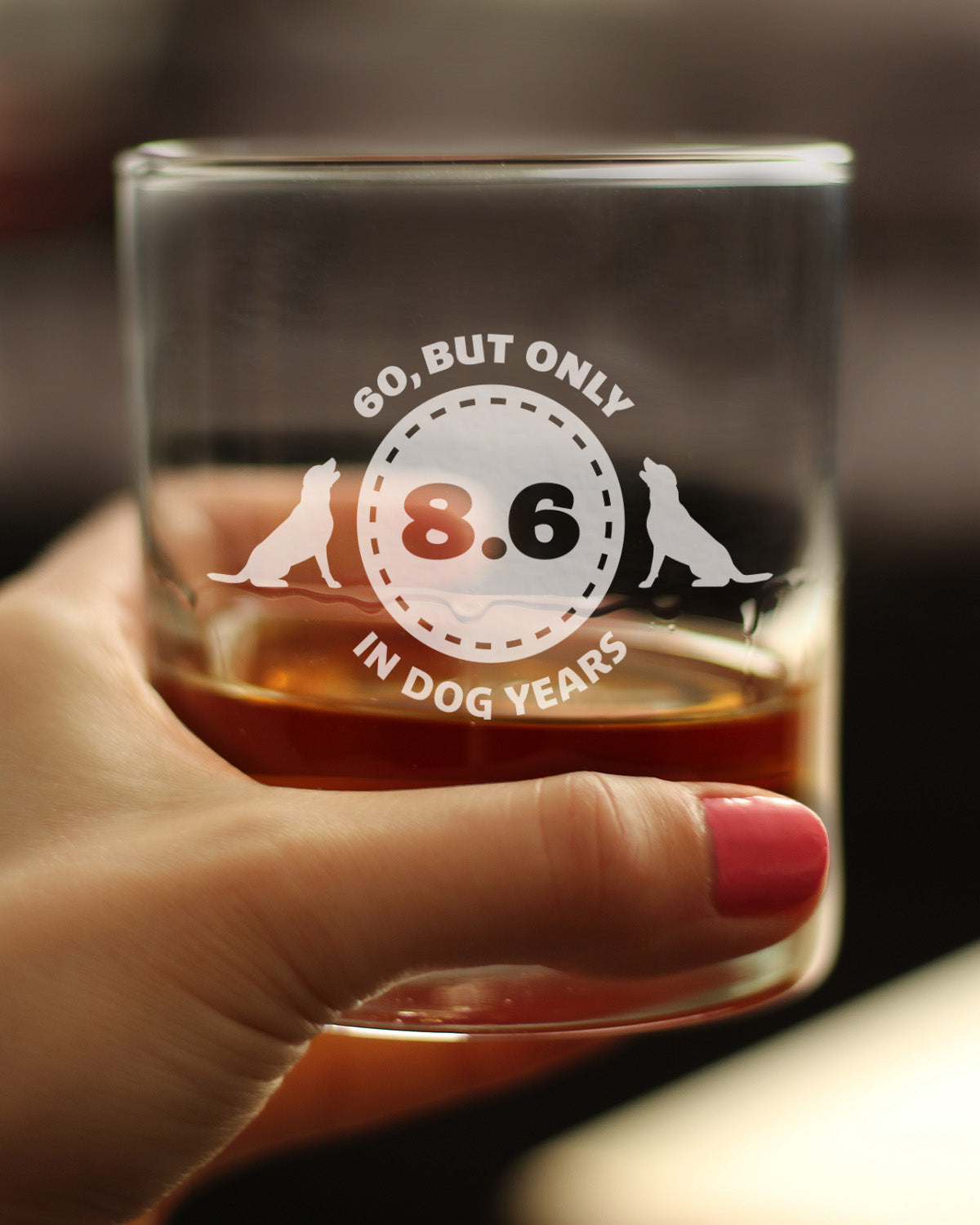60th Birthday Dog Years - Whiskey Rocks Glass Gift - Unique Funny Bday Gifts for Women and Men Turning 60 - 10.25 oz Glasses