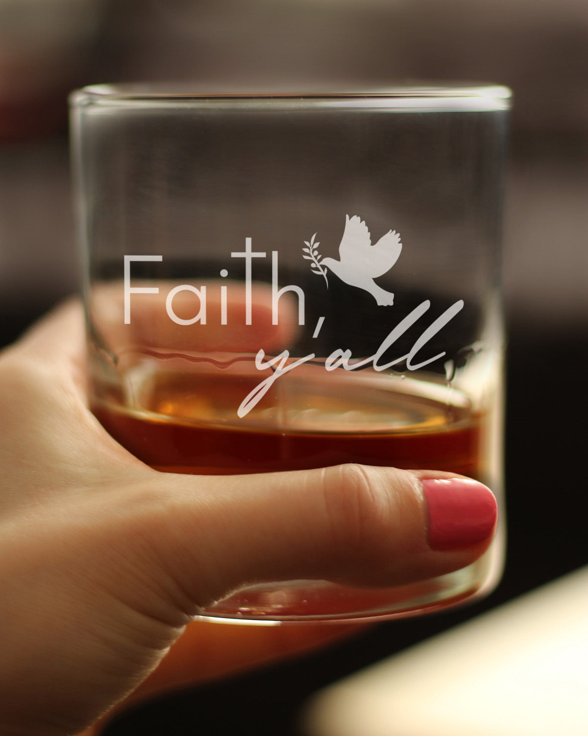 Faith Y'all Engraved Rocks Glass Gifts Christianity Gifts for Christians Weighted Whiskey Glasses - 10.25 oz