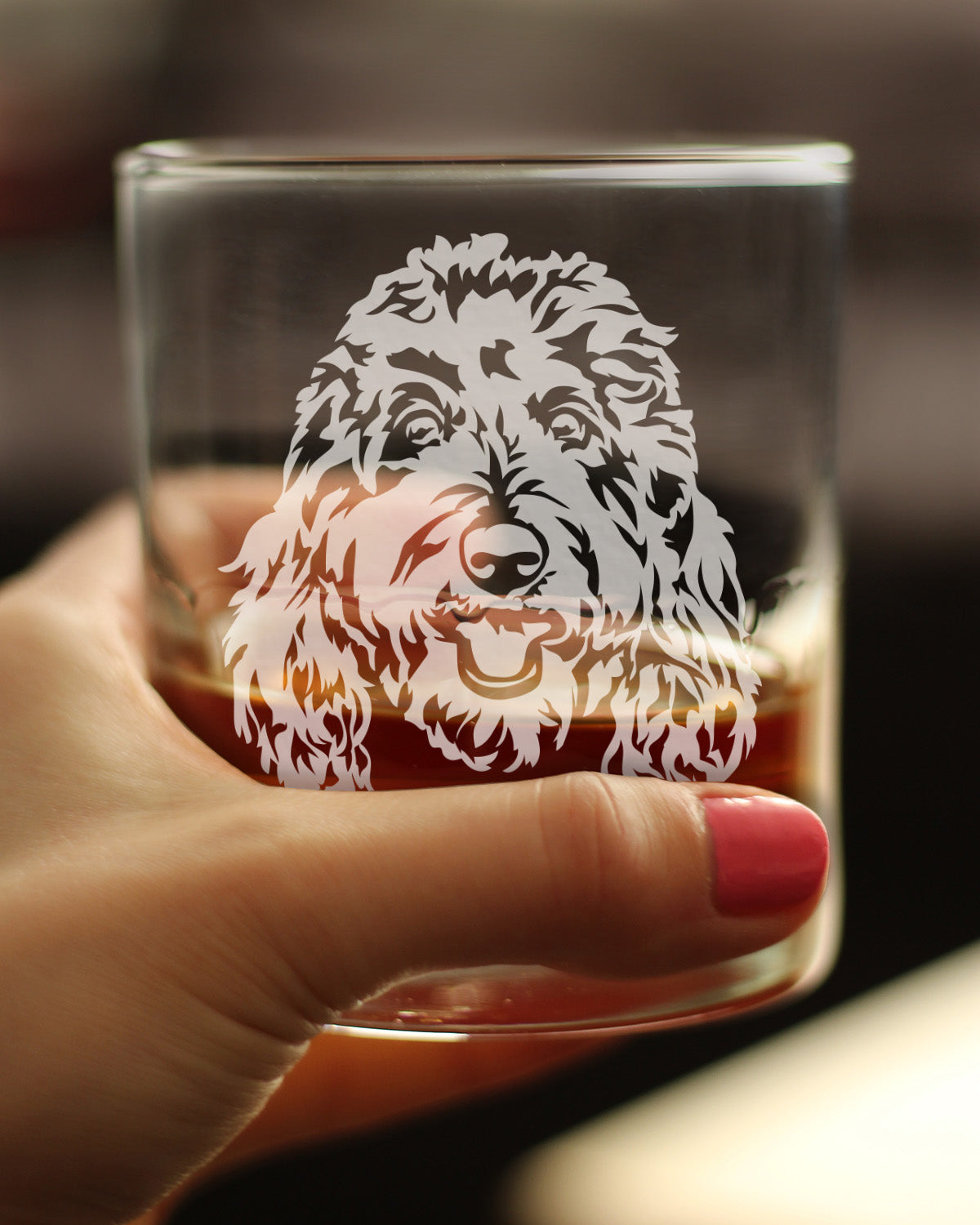 Golden Doodle Face - Whiskey Rocks Glass - Goldendoodle Gifts for Women & Men - 10.25 oz Glasses
