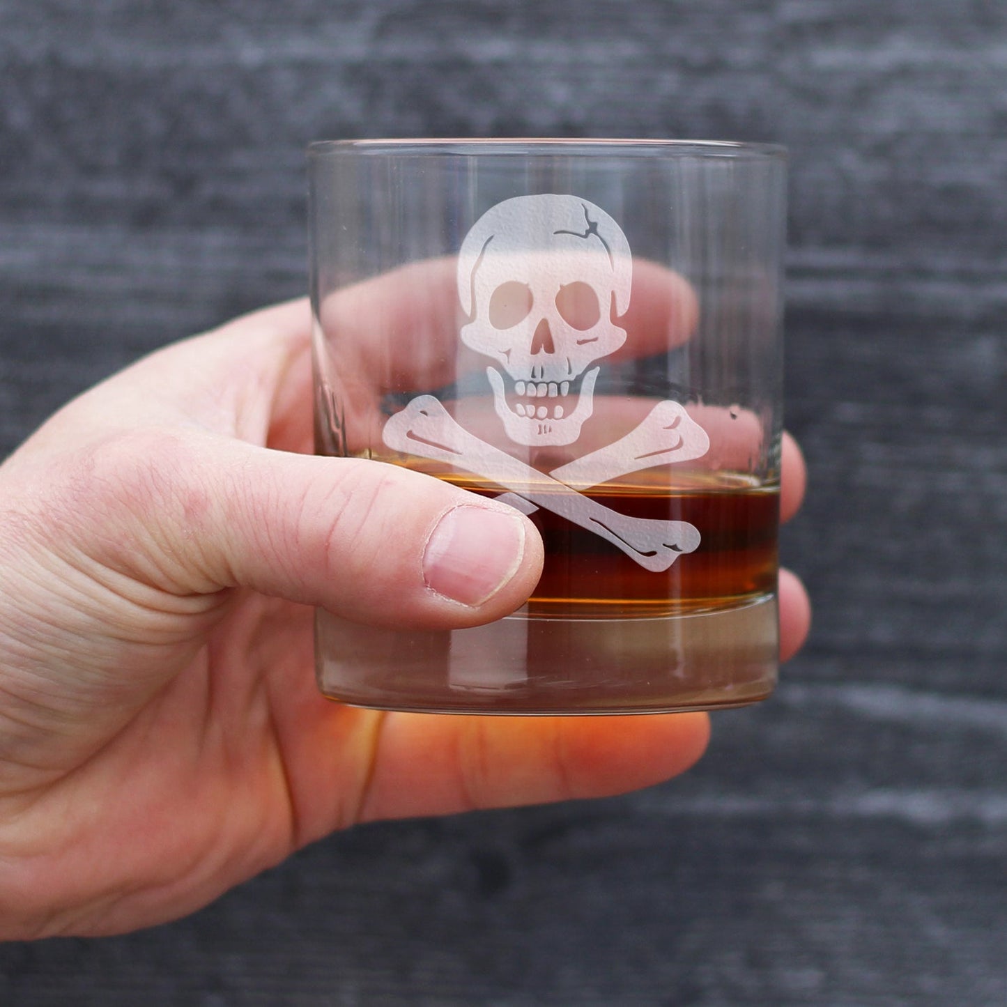 Skull and Crossbones Rocks Glass - Skull Decor and Jolly Roger Flag Gifts - 10.25 Oz Glasses
