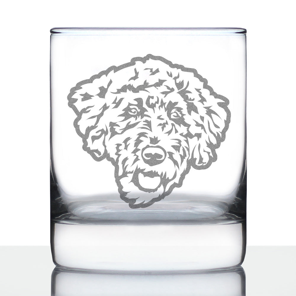 Labradoodle Face - Whiskey Rocks Glass - Labradoodle Gifts for Dog Lovers Women & Men - 10.25 oz Glasses