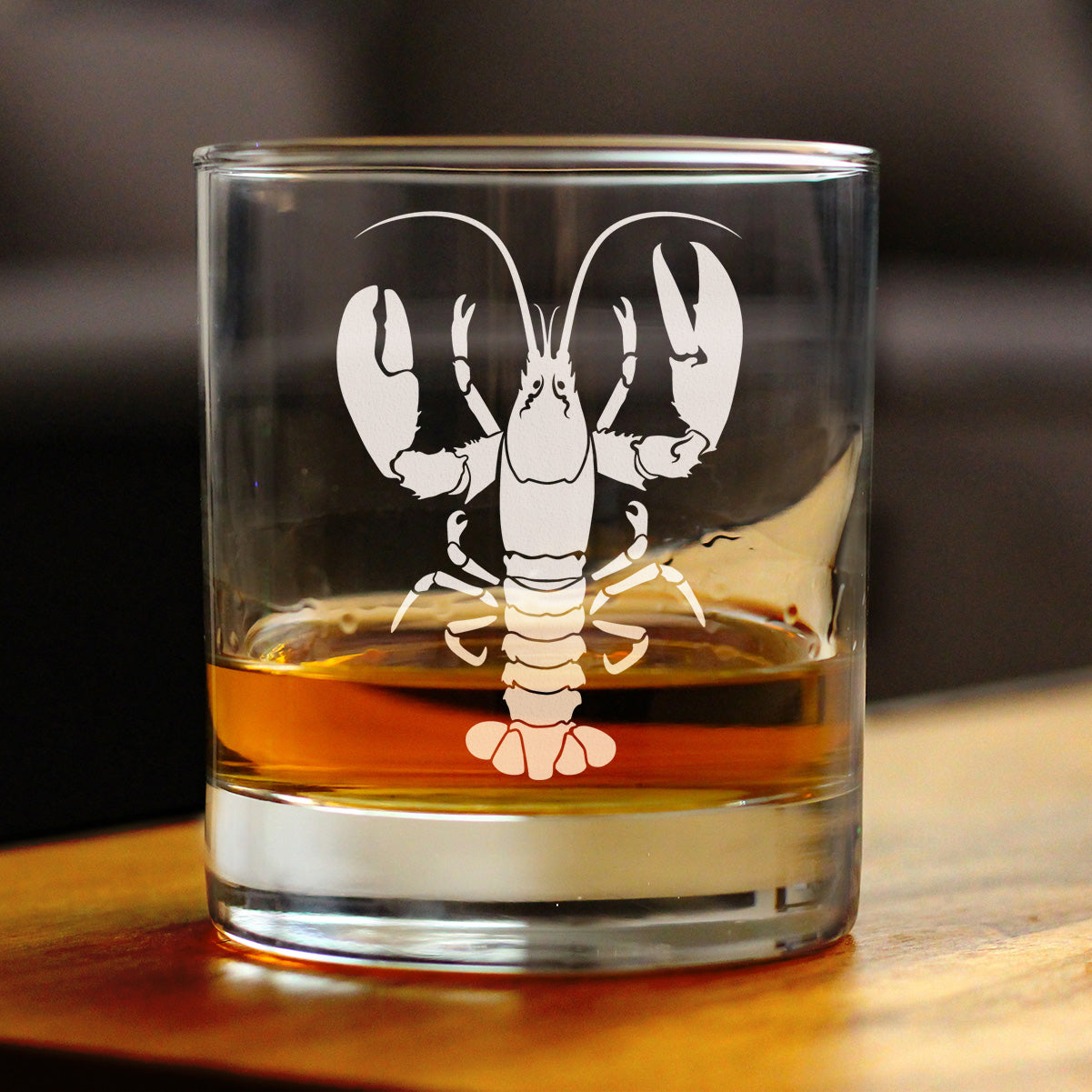 Lobster Engraved Rocks Glass Lobster Gifts, Maine Souvenirs and Decor Weighted Whiskey Glasses - 10.25 oz