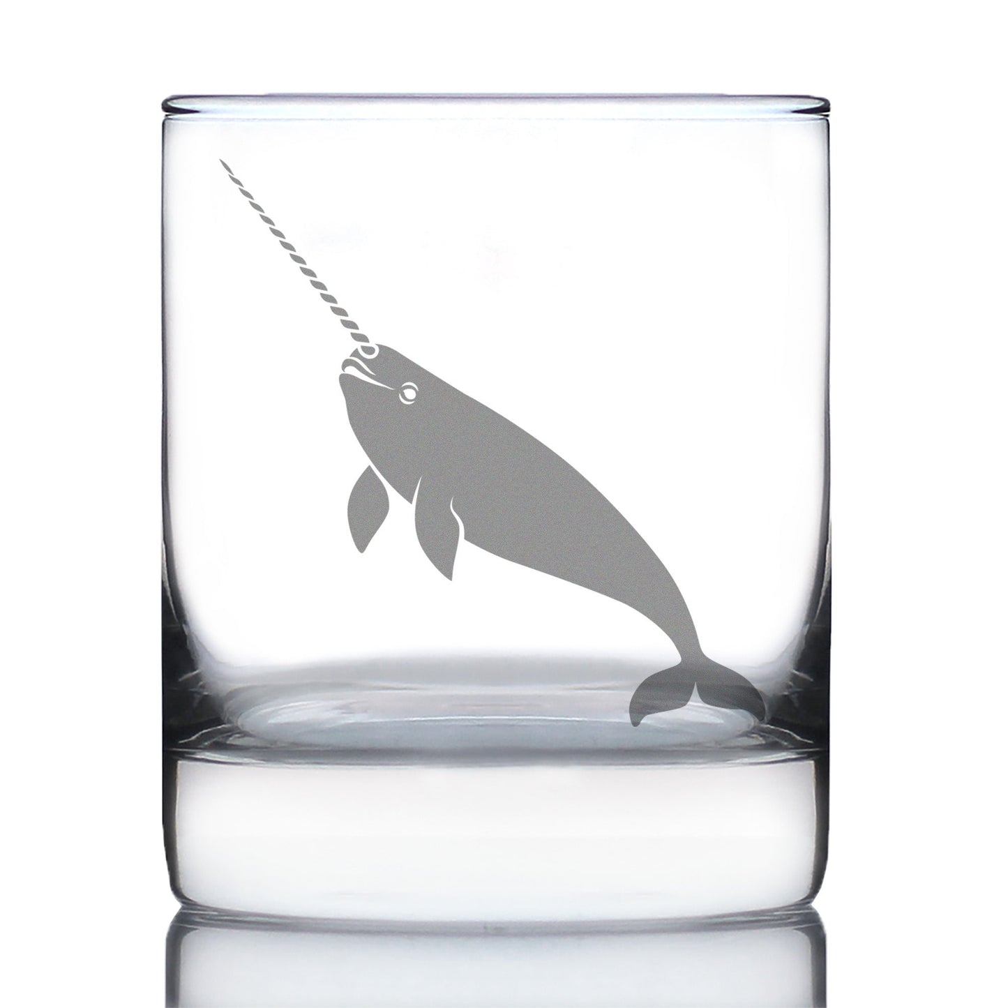 Narwhal Engraved Rocks Glass Narwhal Gifts for Women Weighted Whiskey Glasses - 10.25 oz