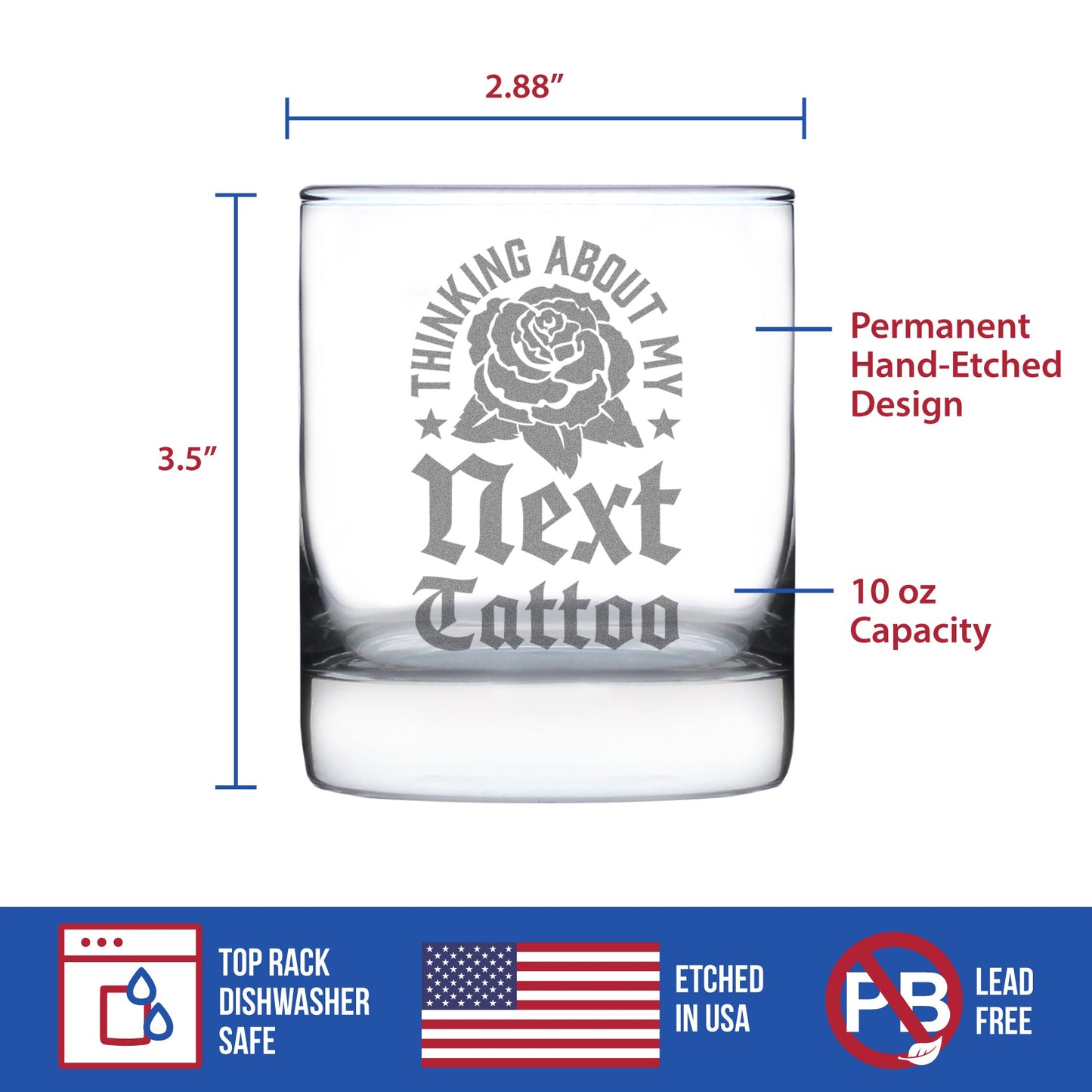 Next Tattoo Engraved Rocks Glass Gifts for Tattoo Artist Weighted Whiskey Glasses - 10.25 oz