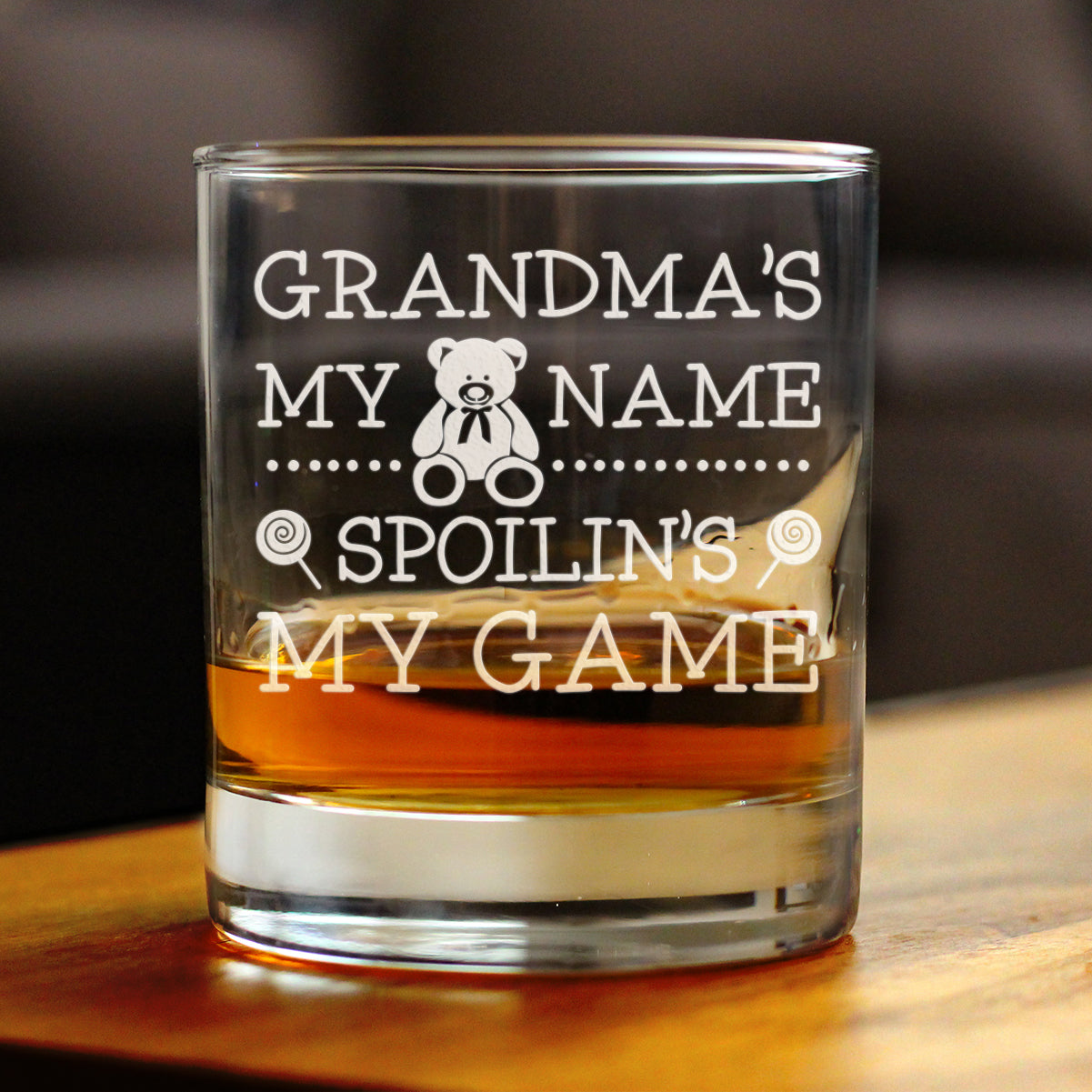 Grandma's My Name, Spoilin's My Game Rocks Glass - Funny Gifts for Grandma - 10.25 Oz Glasses
