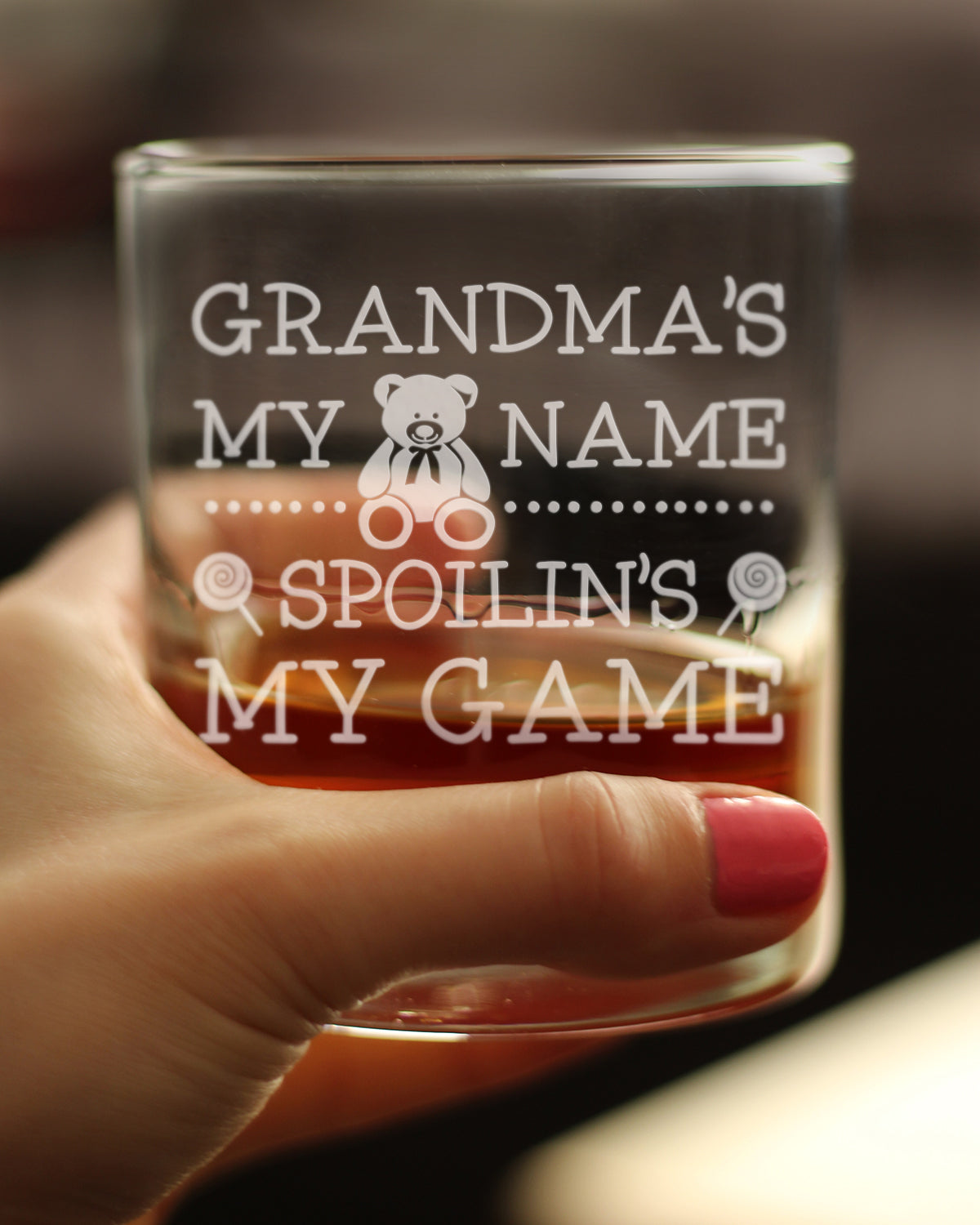 Grandma's My Name, Spoilin's My Game Rocks Glass - Funny Gifts for Grandma - 10.25 Oz Glasses