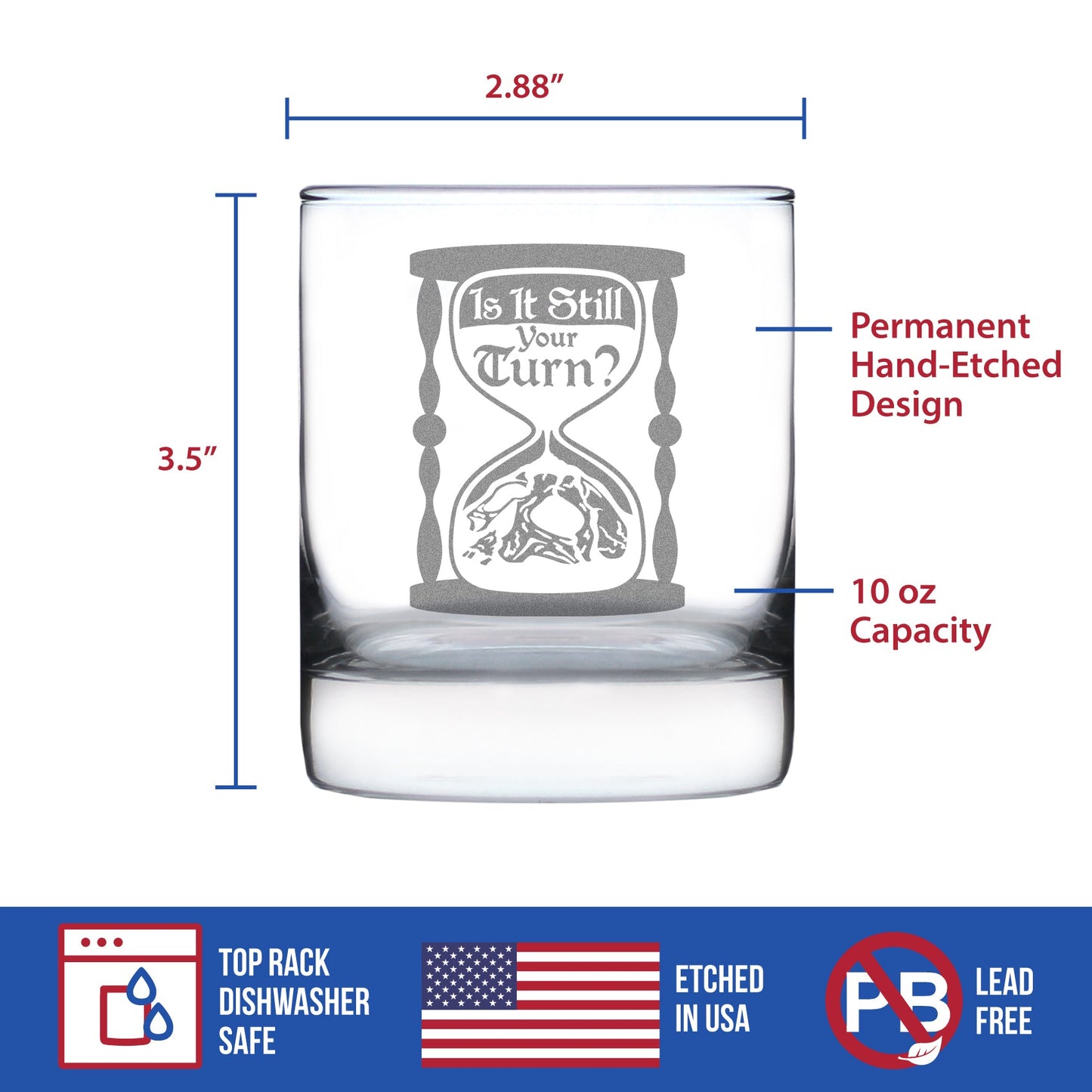 Is It Still Your Turn Engraved Rocks Glass Board Game Accessories and RPG Gamer Gifts Weighted Whiskey Glasses - 10.25 oz