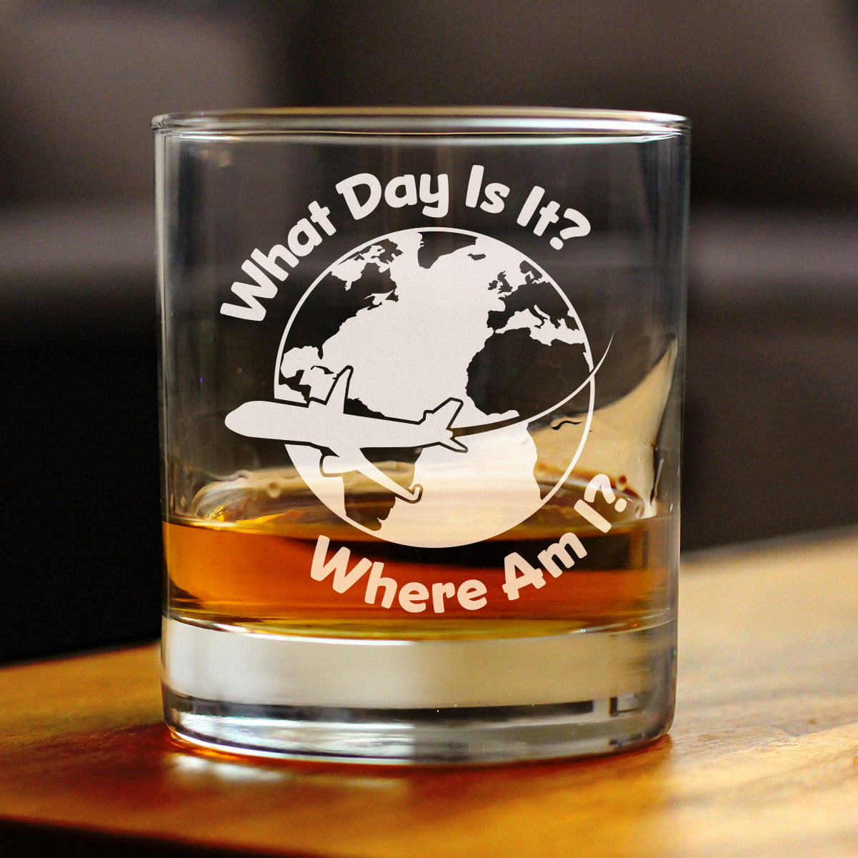 What Day Is It - Whiskey Rocks Glass - Funny Flight Attendant Gifts for Flight Attendants & Pilots - 10.25 oz Glasses