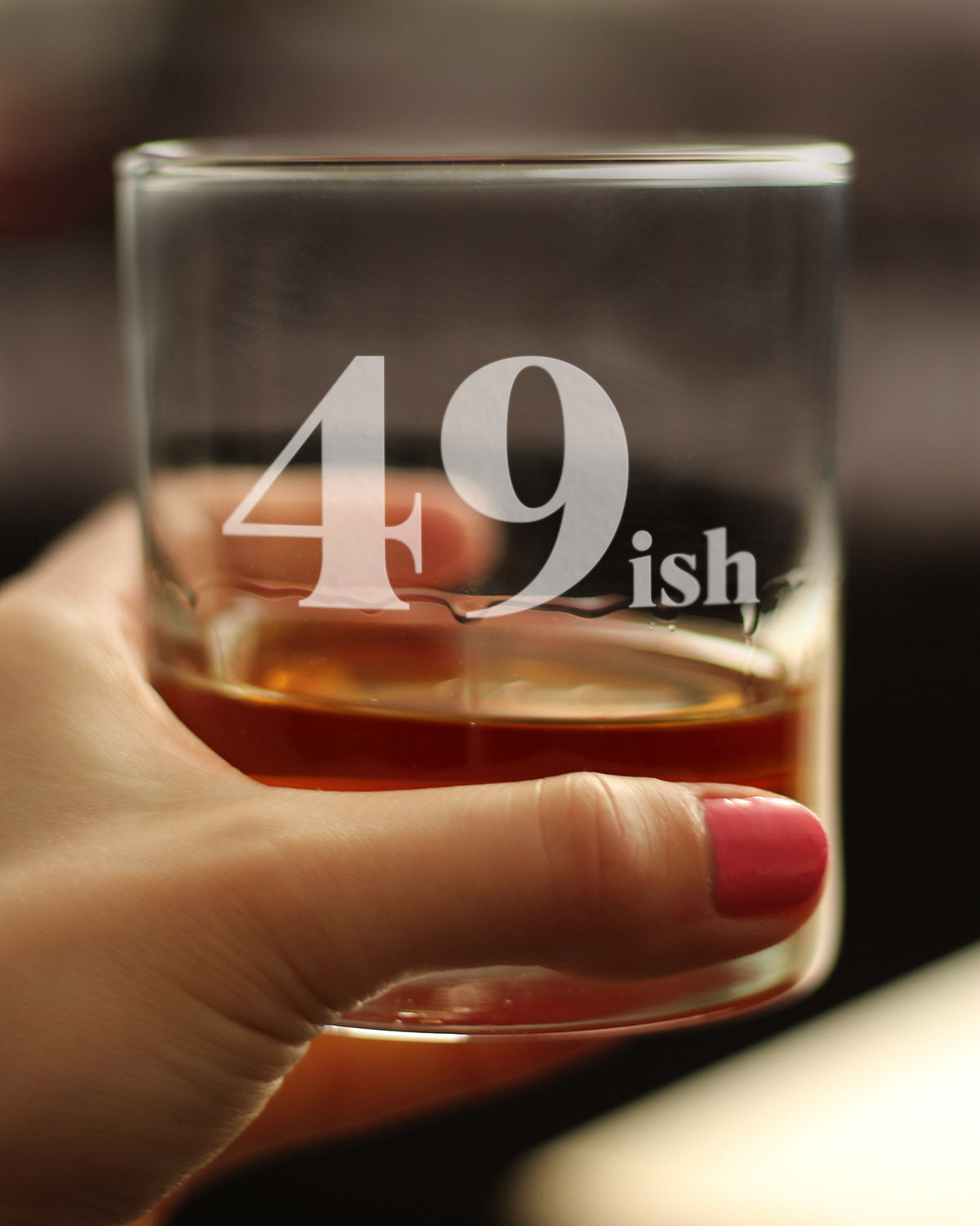 49ish - Funny 50th Birthday Whiskey Rocks Glass Gifts for Men & Women Turning 50 - Fun Whisky Drinking Tumbler