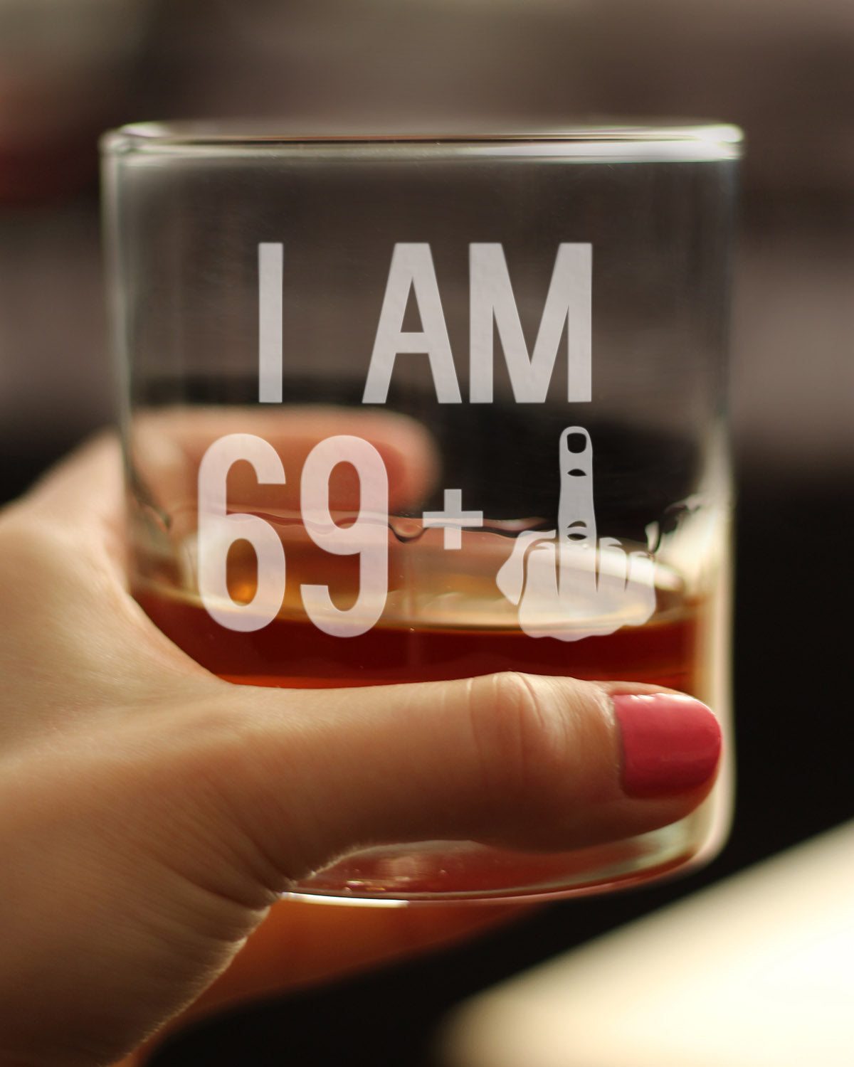 69 + 1 Middle Finger - Funny 70th Birthday Whiskey Rocks Glass Gifts for Men & Women Turning 70 - Fun Whisky Drinking Tumbler