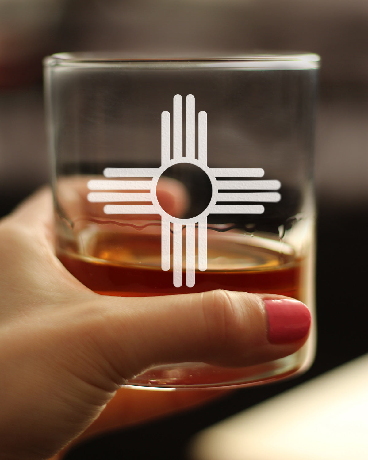 New Mexico Flag Whiskey Rocks Glass - State Themed Drinking Decor and Gifts for New Mexican Women & Men - 10.25 Oz Whiskey Tumbler Glasses